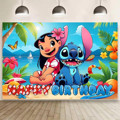 ARHAVI Stitch backdrop front view enhances birthday photo moments.