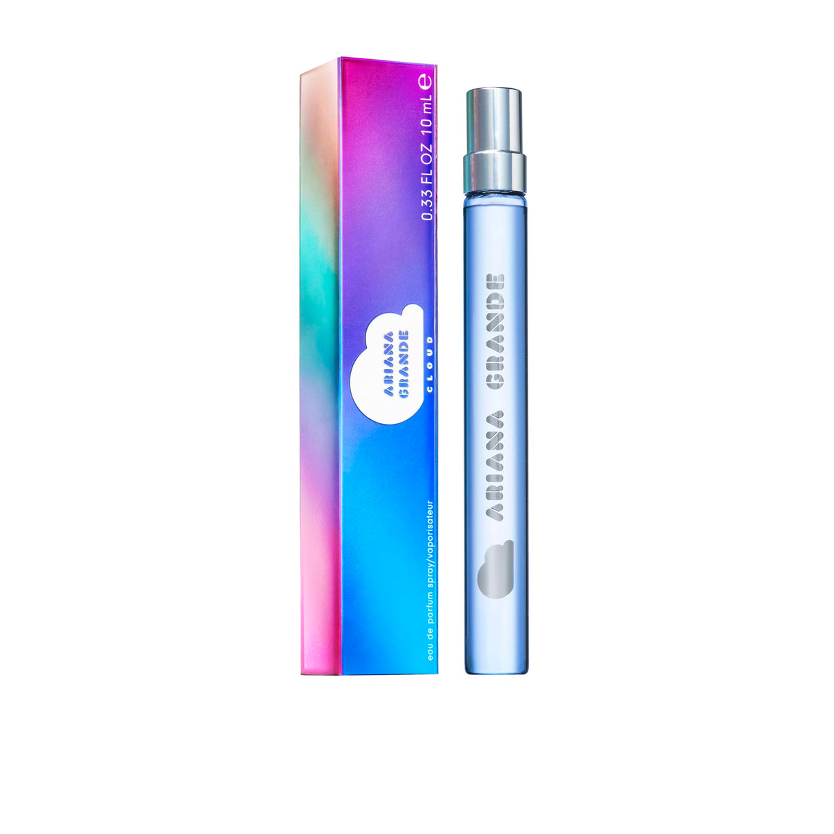 Ariana Grande Cloud travel spray in a compact 0.33 oz bottle for on-the-go fragrance