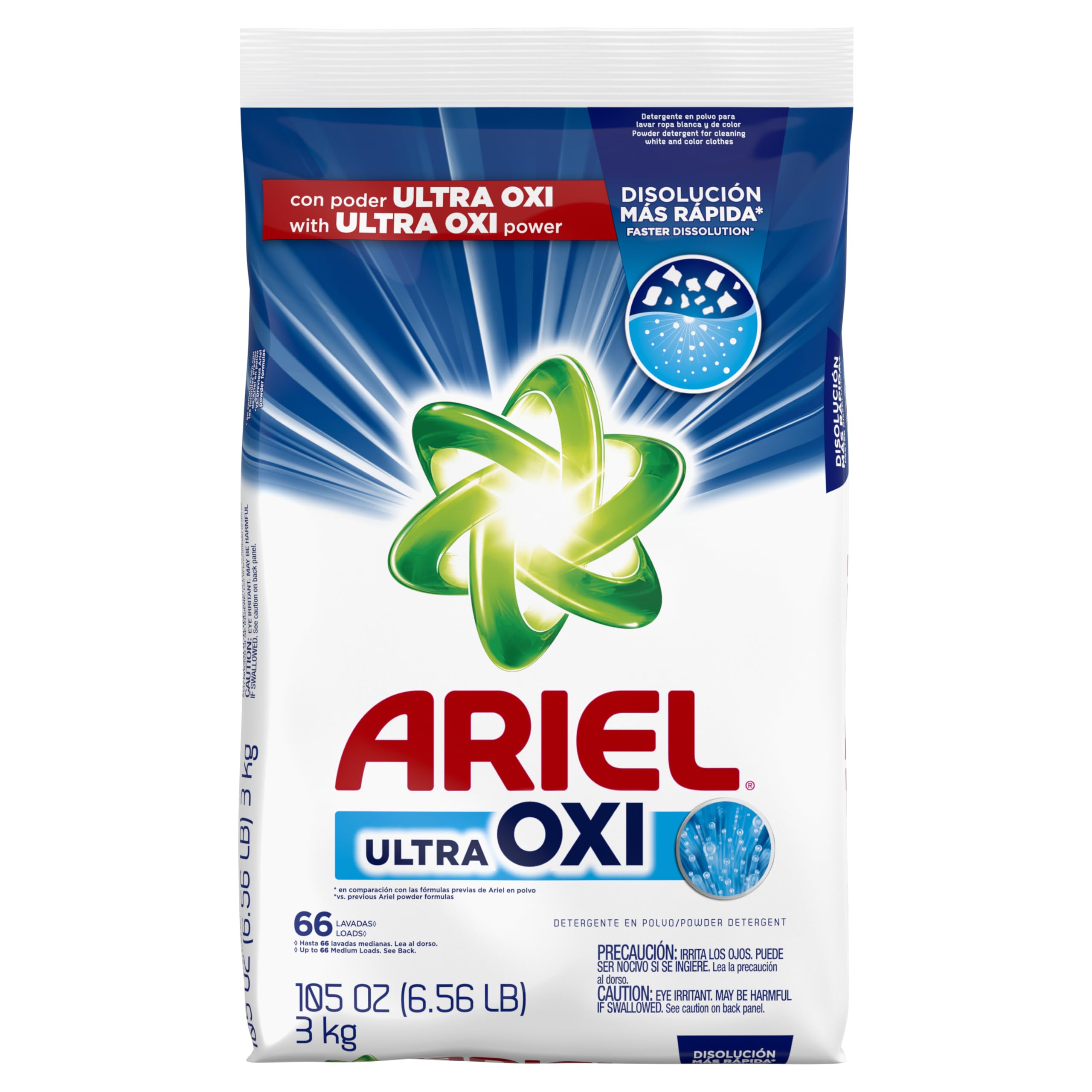 ARIEL Ultra Oxi Powder original scent in bottle suggesting fresh laundry mood.