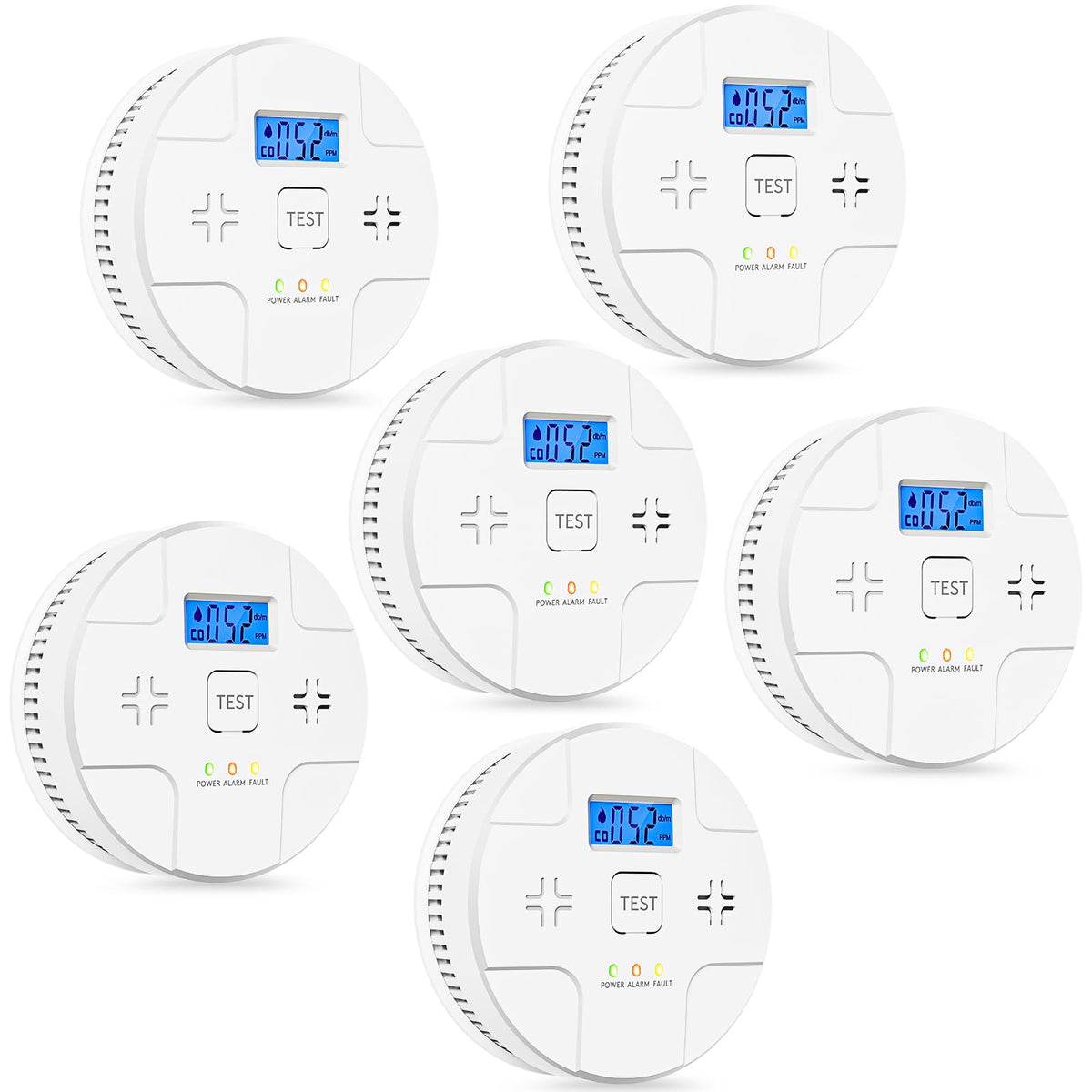 ARIKON 6-pack smoke and CO detector with LCD readout for clear status checks