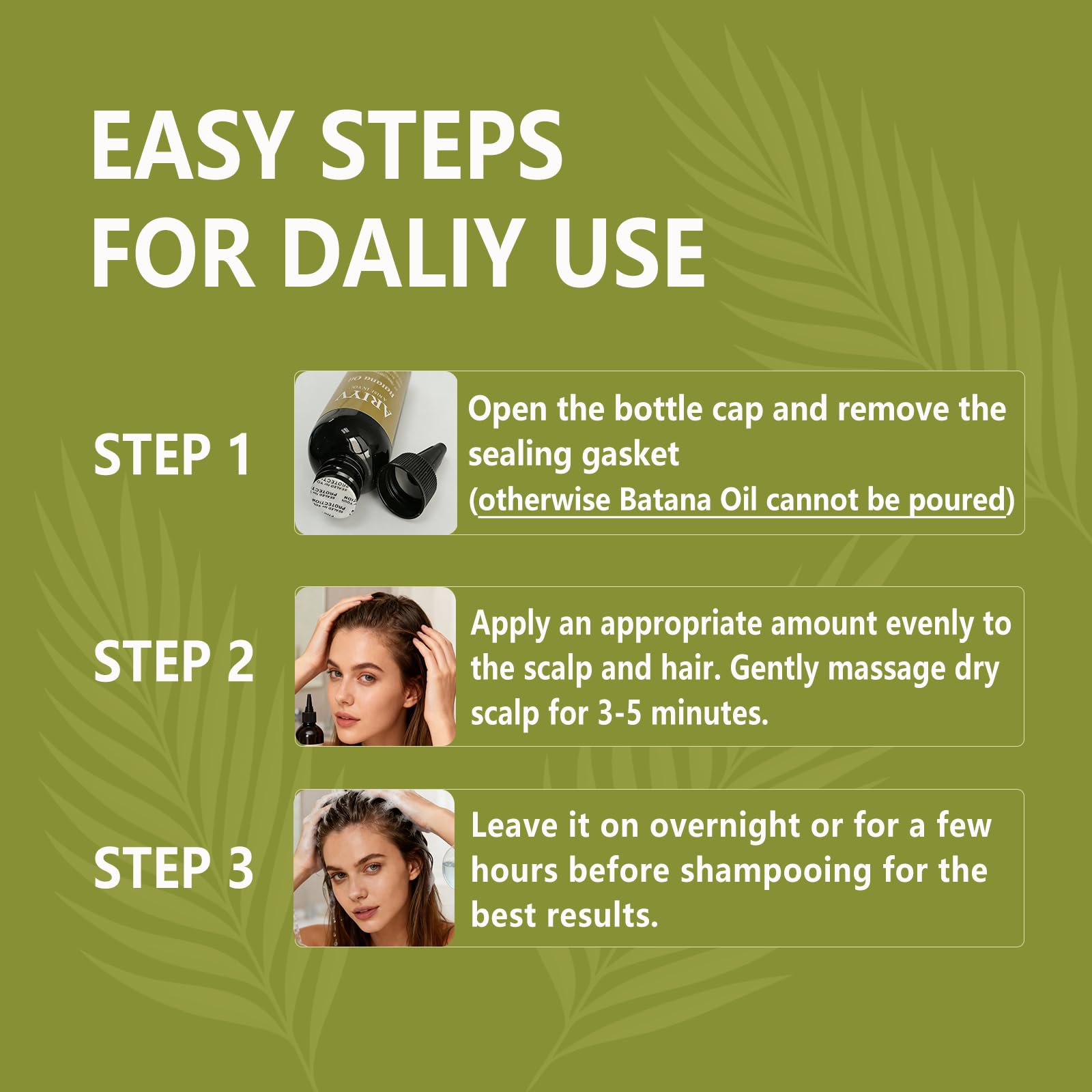 A closeup of Ariyv Batana Oil for hair growth nourishment.