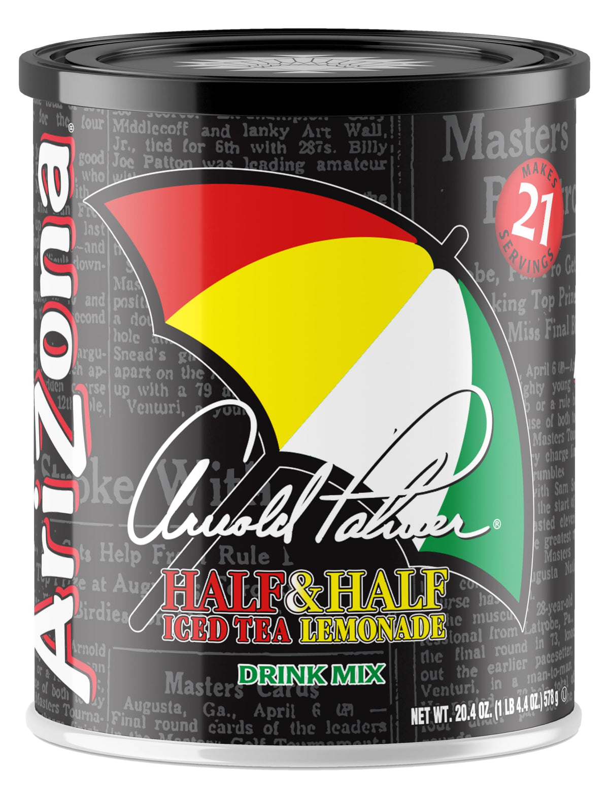AriZona Arnold Palmer half and half powder canister ready to mix beverages