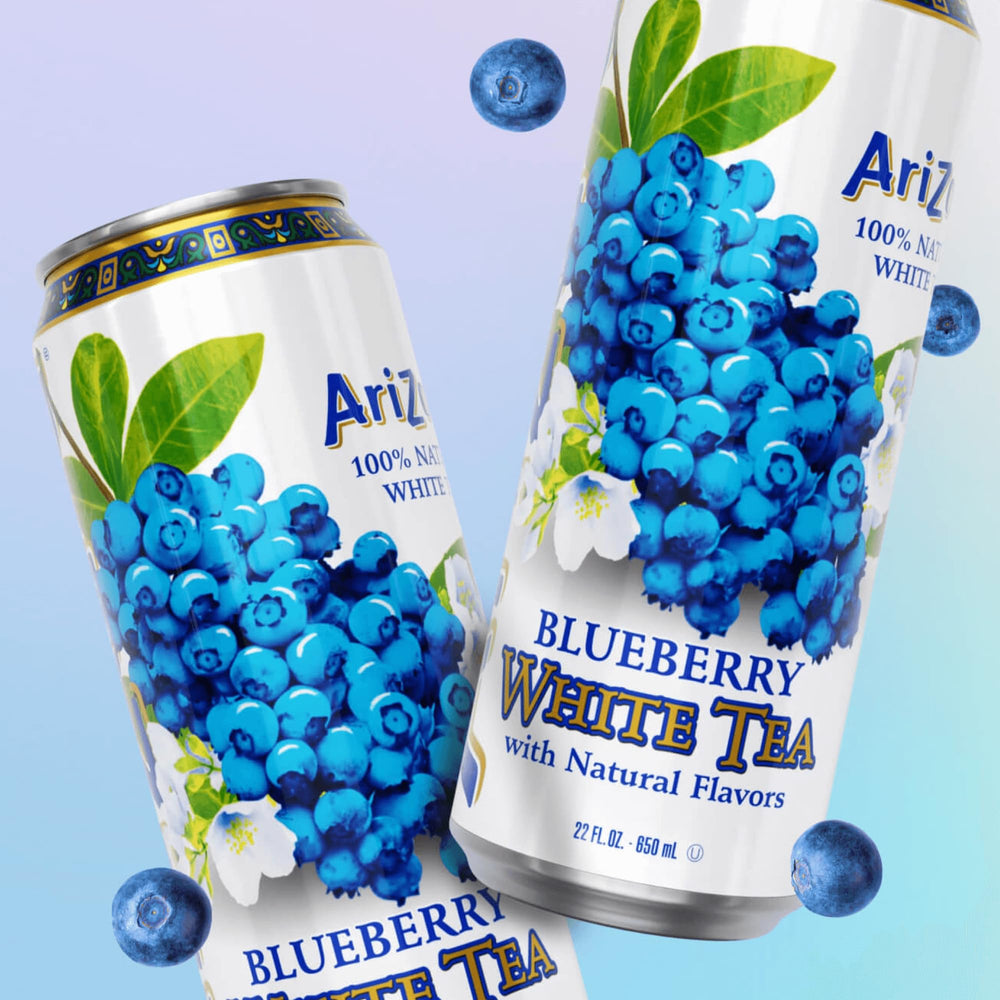 12-pack AriZona Blueberry White Tea package on display, ready for sharing.