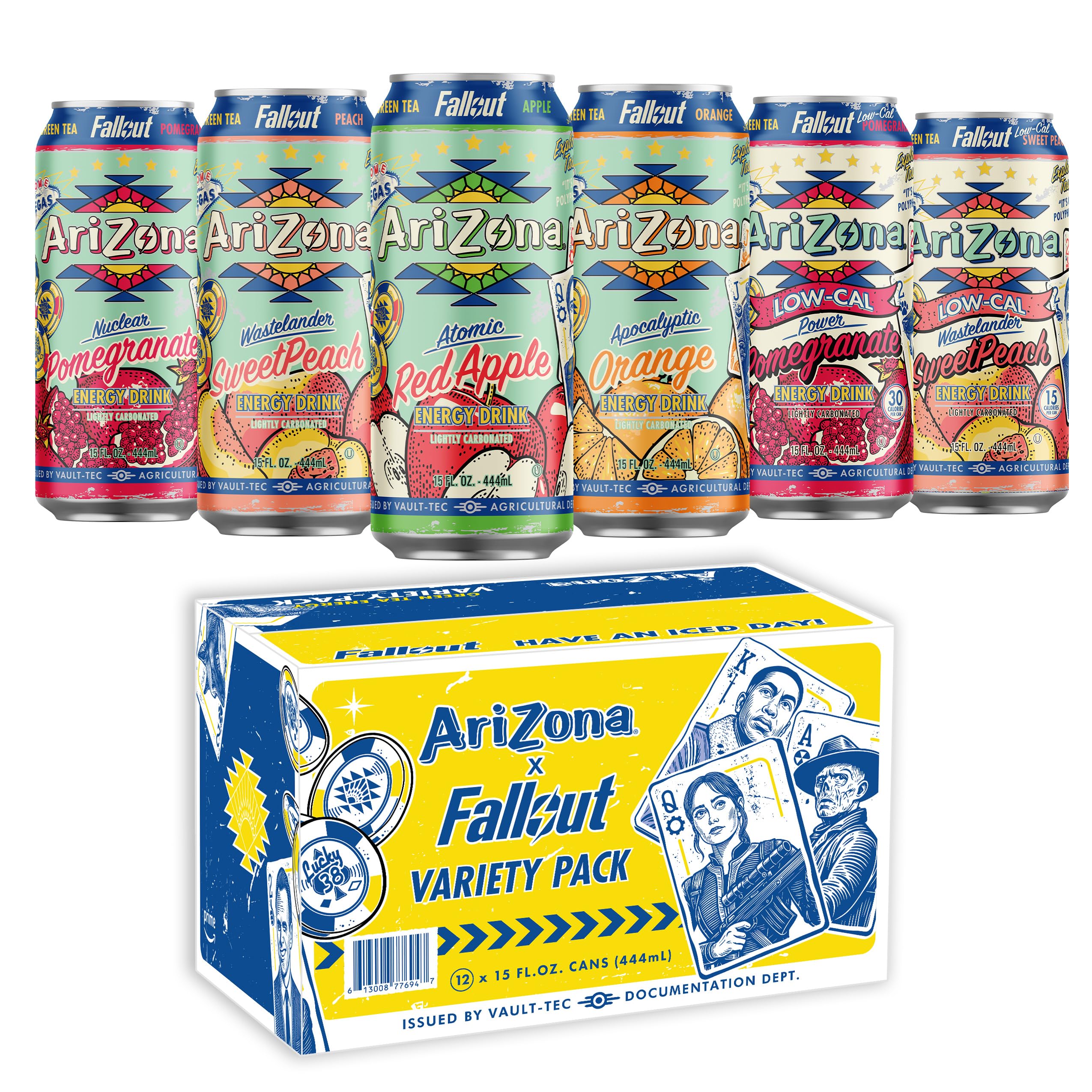 Arizona Fallout green tea energy drink six-flavor can lineup for convenient refreshment