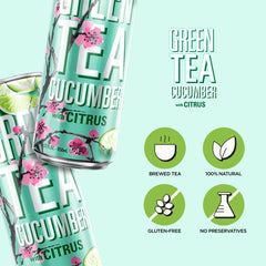 AriZona Green Tea with Cucumber and Citrus features cucumber notes and crisp finish.