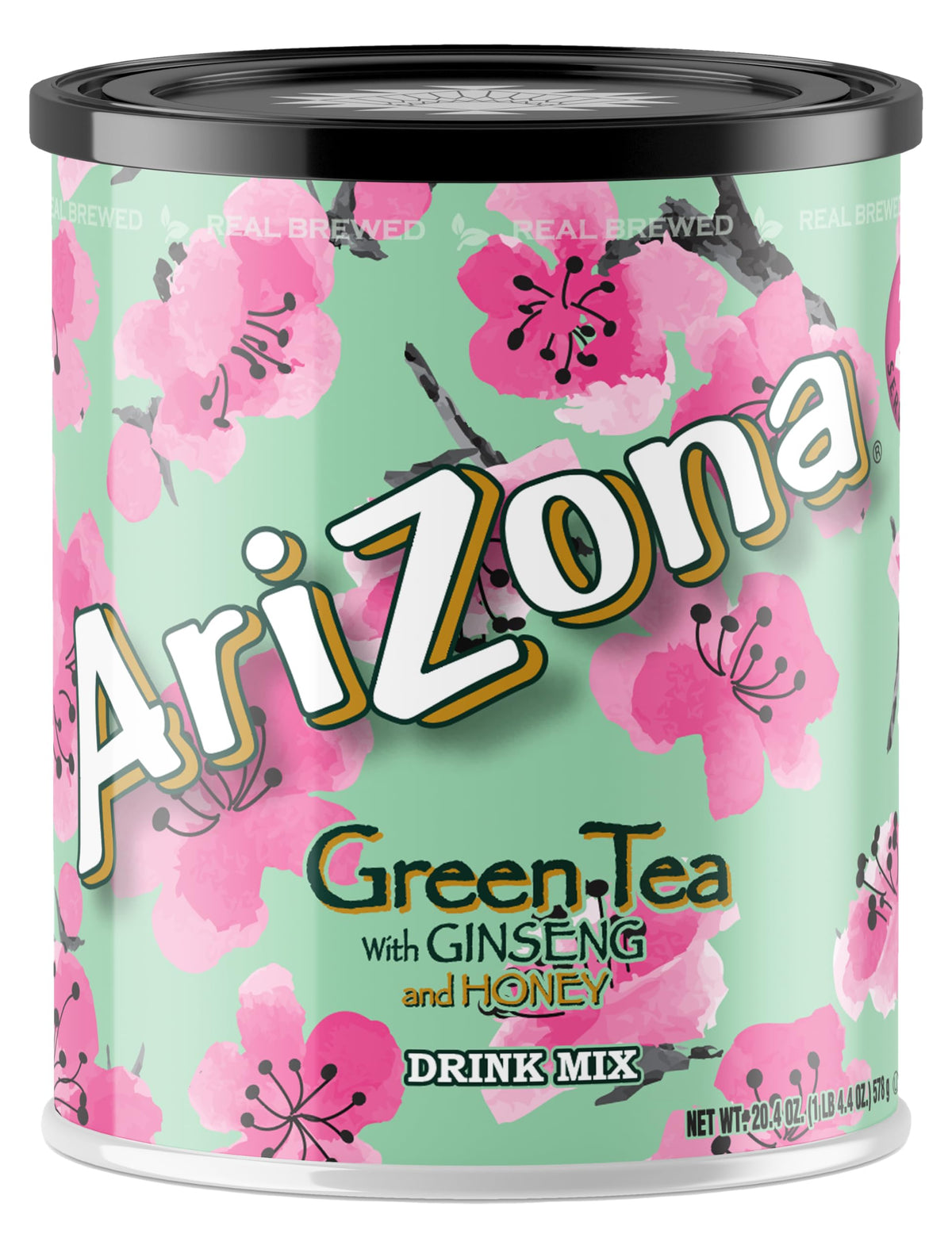 Arizona Green Tea Sugar Sweetened Powder Drink Mix canister ready for quick servings.