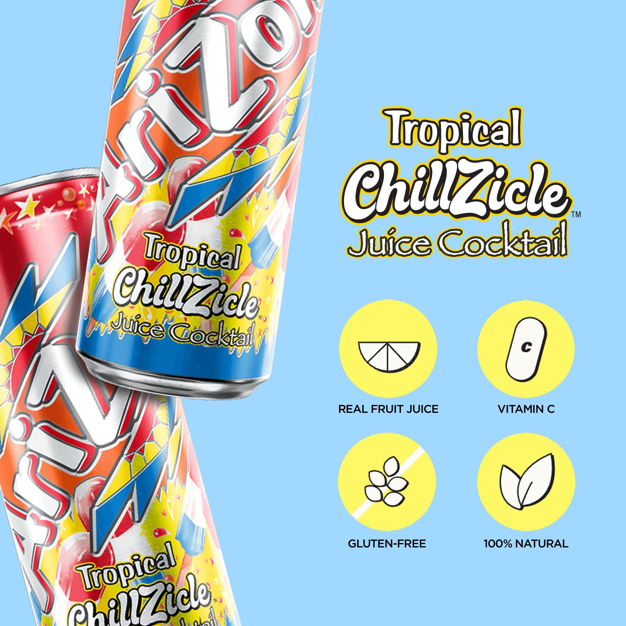 Arizona Tropical ChillZicle shows tropical fruits for a refreshing treat.