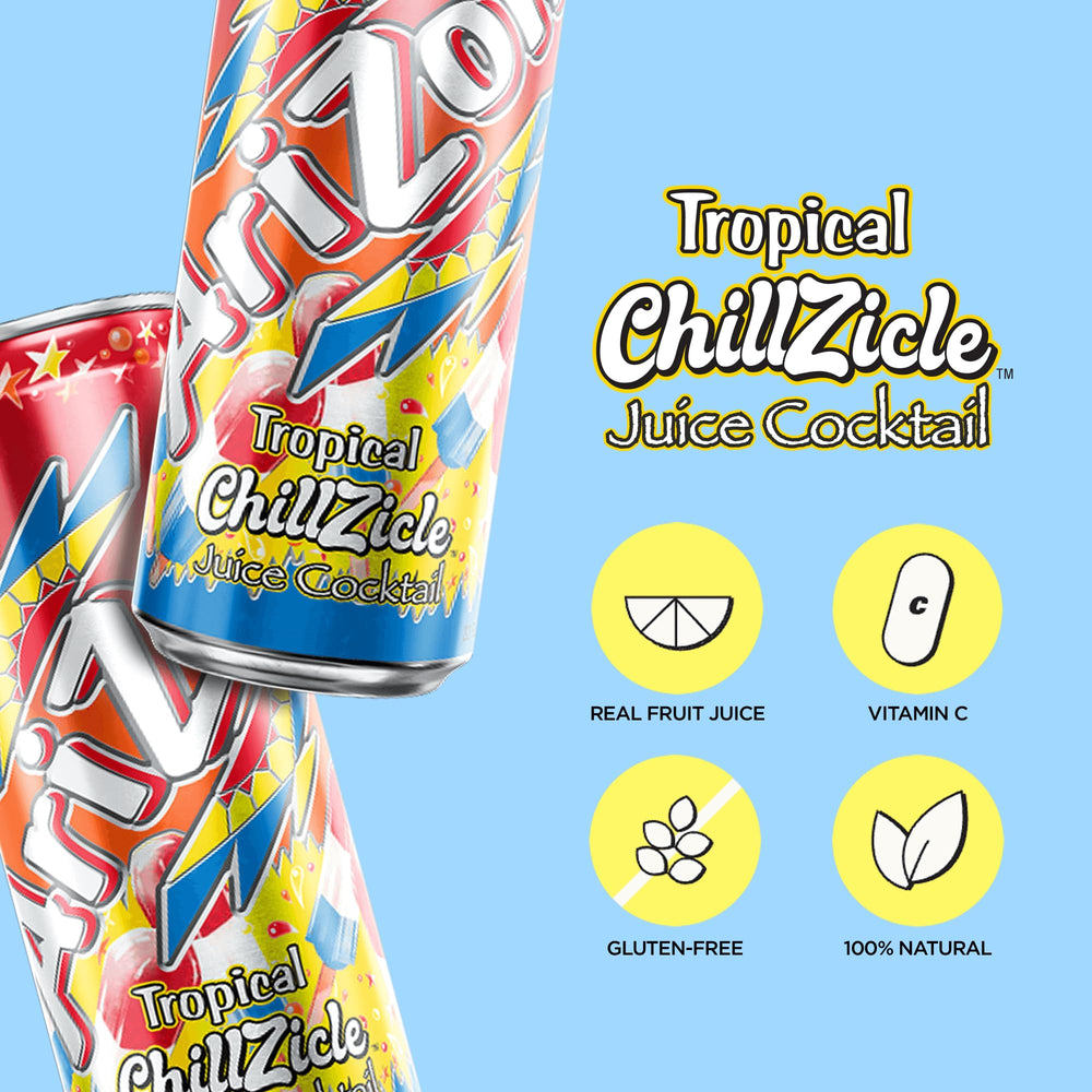 Arizona Tropical ChillZicle shows tropical fruits for a refreshing treat.