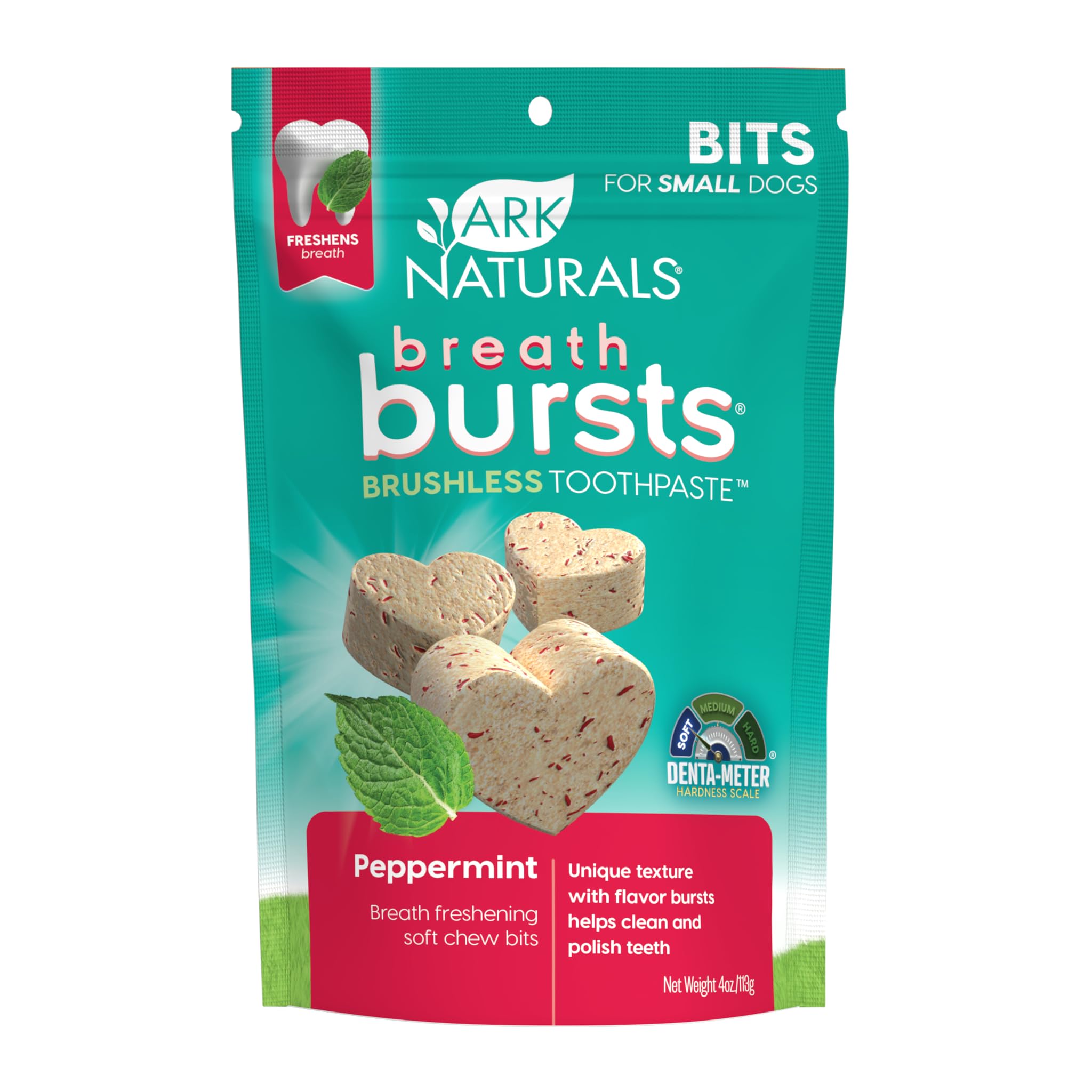 ARK Naturals Breath Bursts packaging for small breeds with peppermint aroma.
