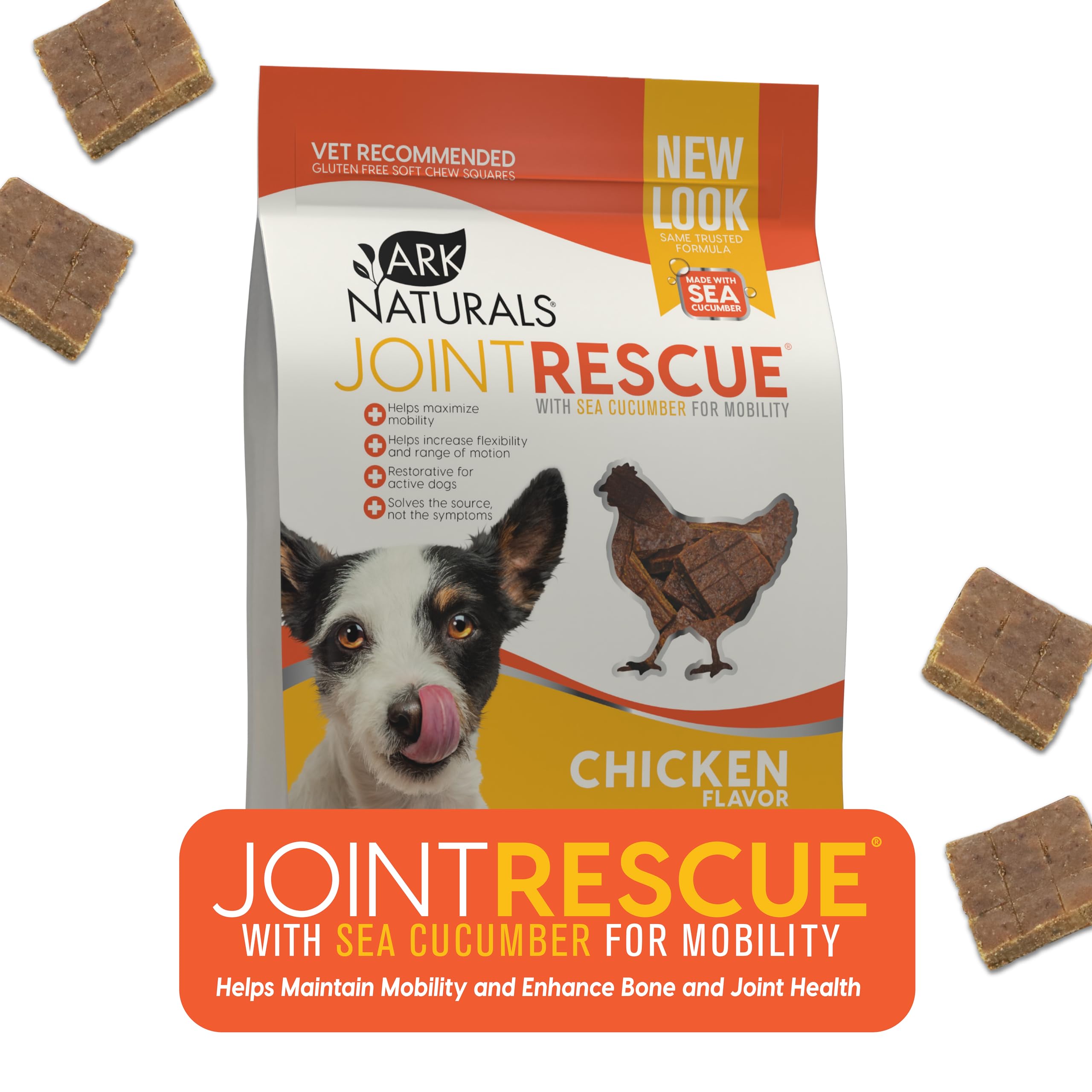 Ark Naturals gommes articulations chien, soutien mobilité et goût apprécié.