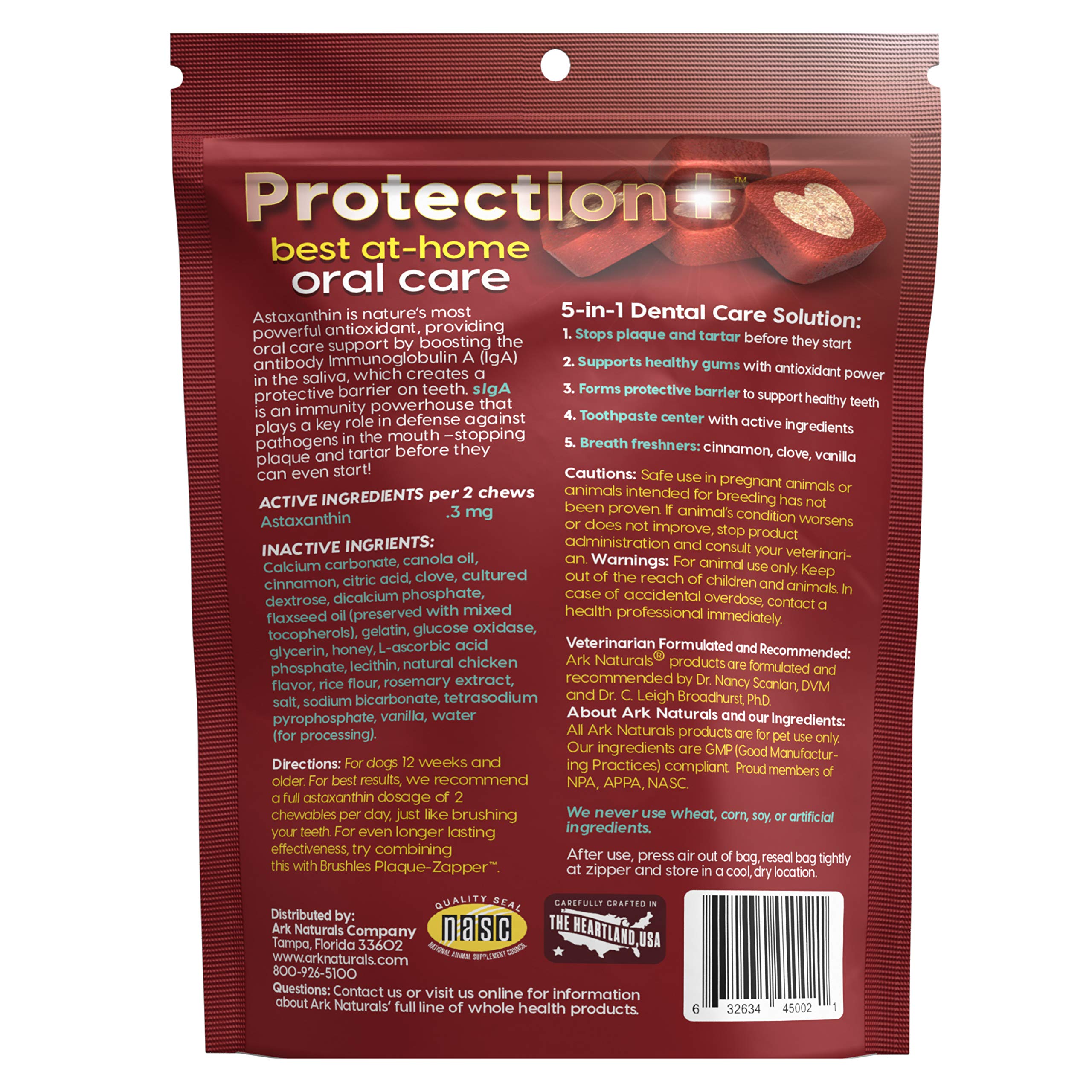 ARK NATURALS Protection Plus toothpaste center on mini chew supports daily oral care.
