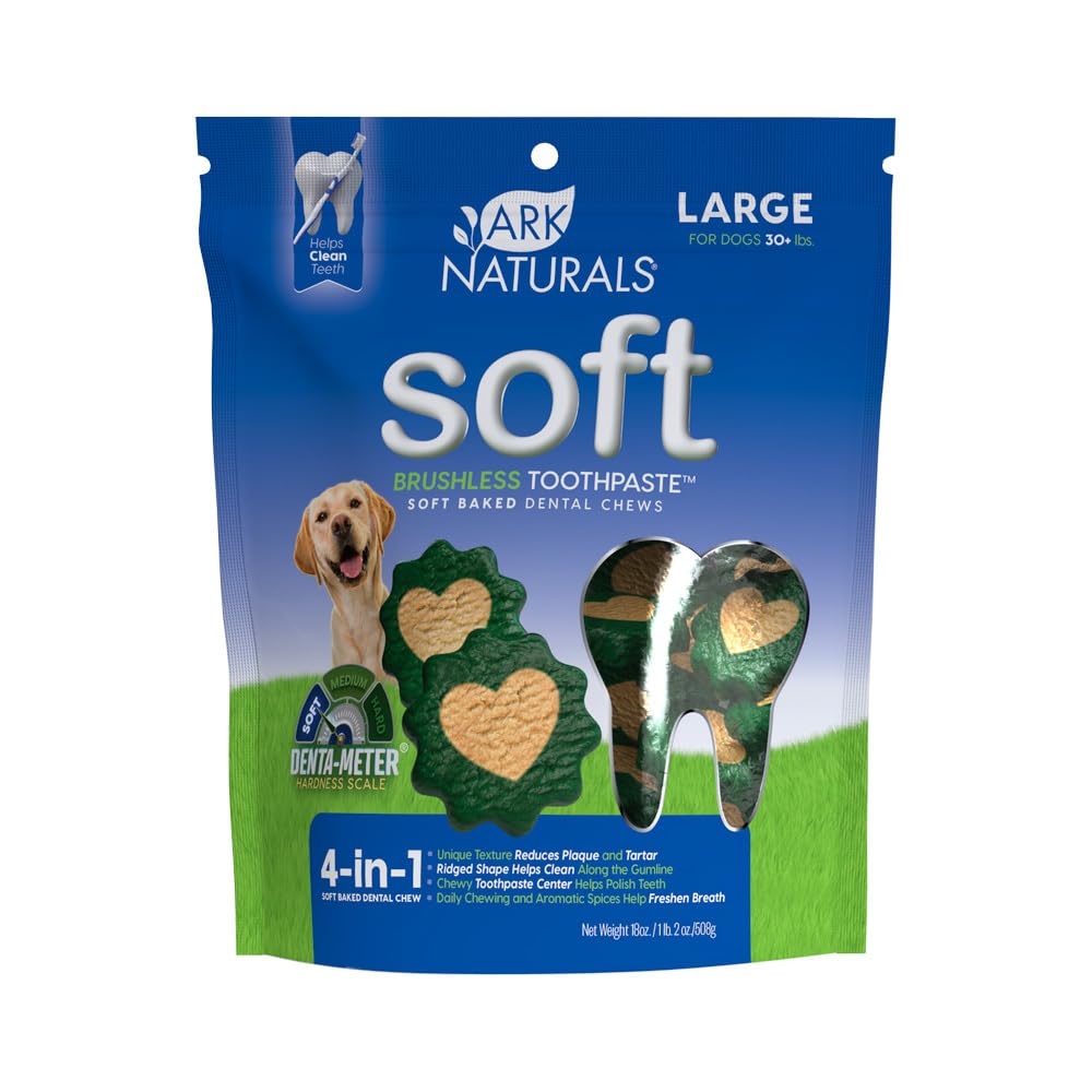 ARK NATURALS Soft Brushless Toothpaste chews packaging for daily dental care.