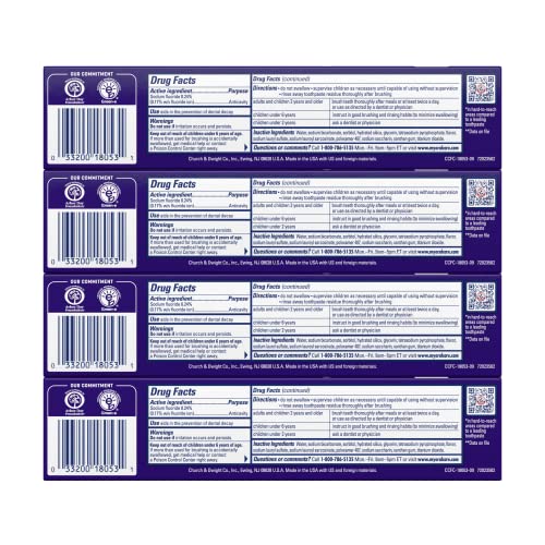 Four-pack Arm & Hammer Complete Care tubes ready for family whitening.