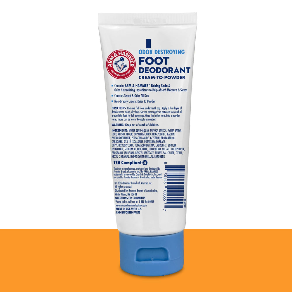 Arm & Hammer Cream to Powder Foot Deodorant demonstrates a dry, powdery finish after drying.
