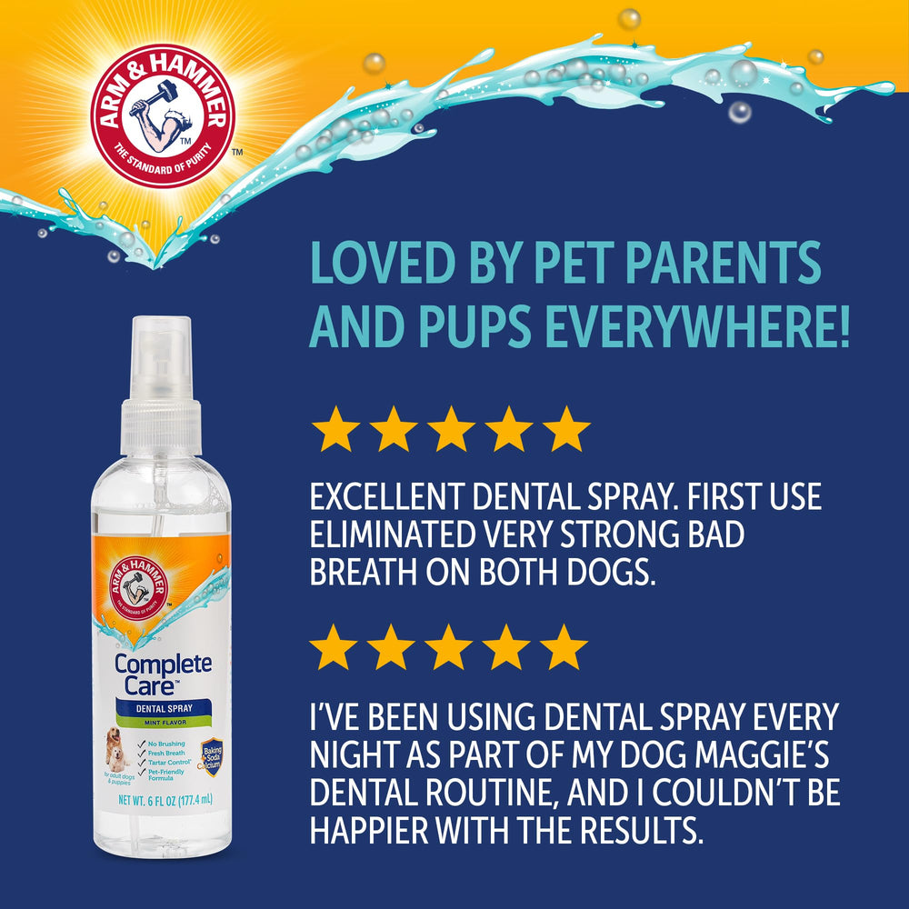 Arm & Hammer spray nozzle enables precise application on teeth and gums.