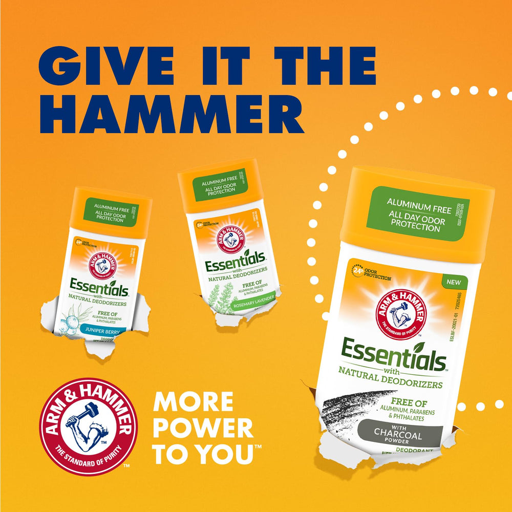 Arm & Hammer Essentials Charcoal Deodorant aluminum-free note.