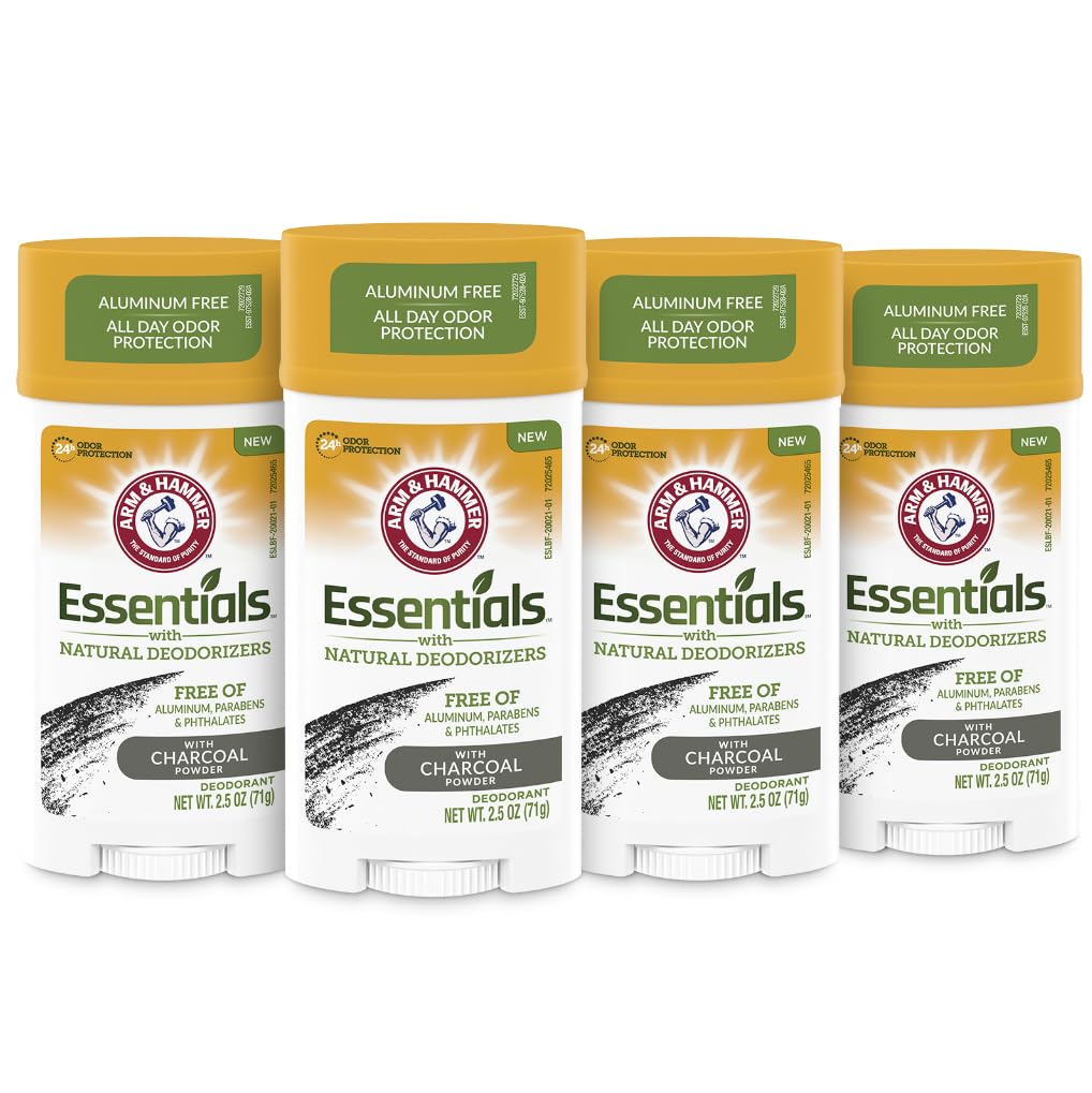 Arm & Hammer Essentials Charcoal Deodorant pack front view for active days.