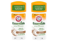 Arm and Hammer Essentials Coconut Geranium deodorant bottle for everyday freshness.