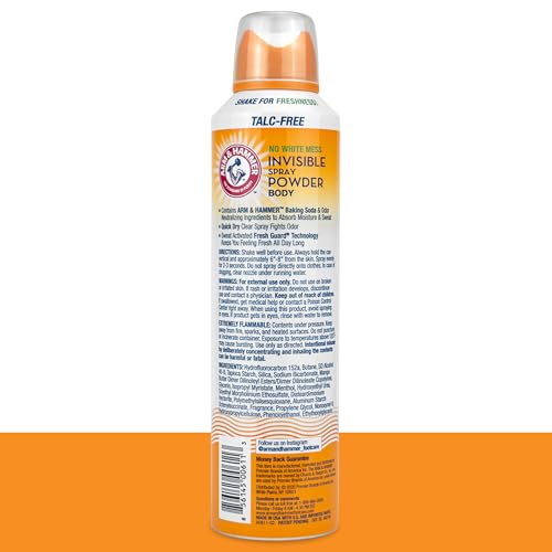 Arm & Hammer invisible body spray mist applying evenly on skin for quick-dry comfort.