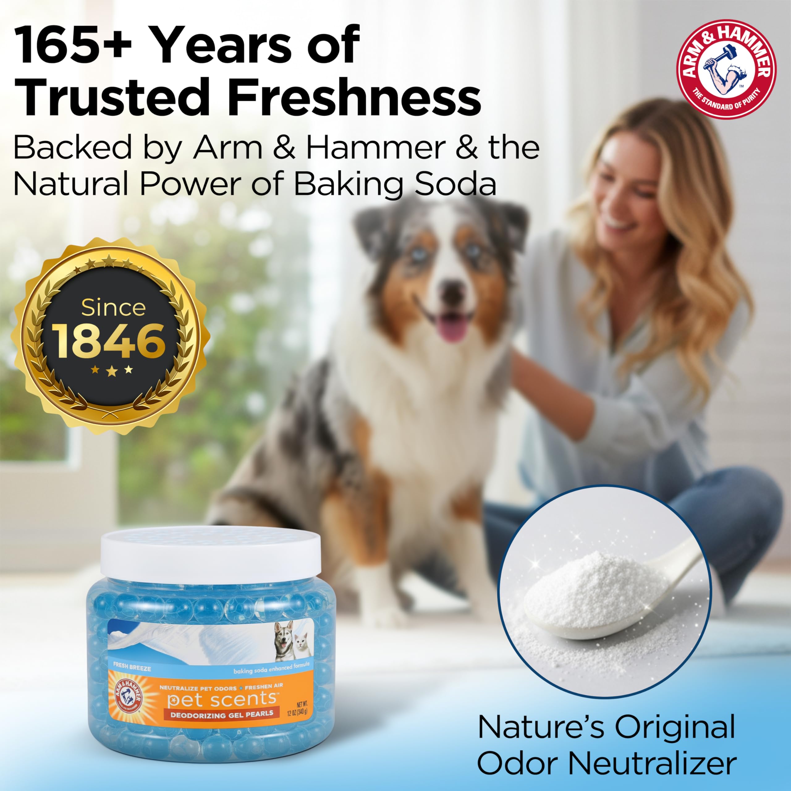 Baking soda base helps neutralize smells at their source.