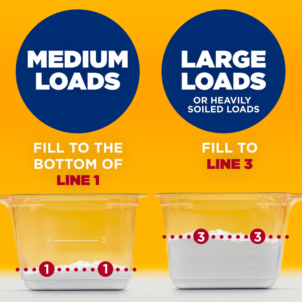 Arm & Hammer powder detergent leaves laundry smelling fresh after wash.