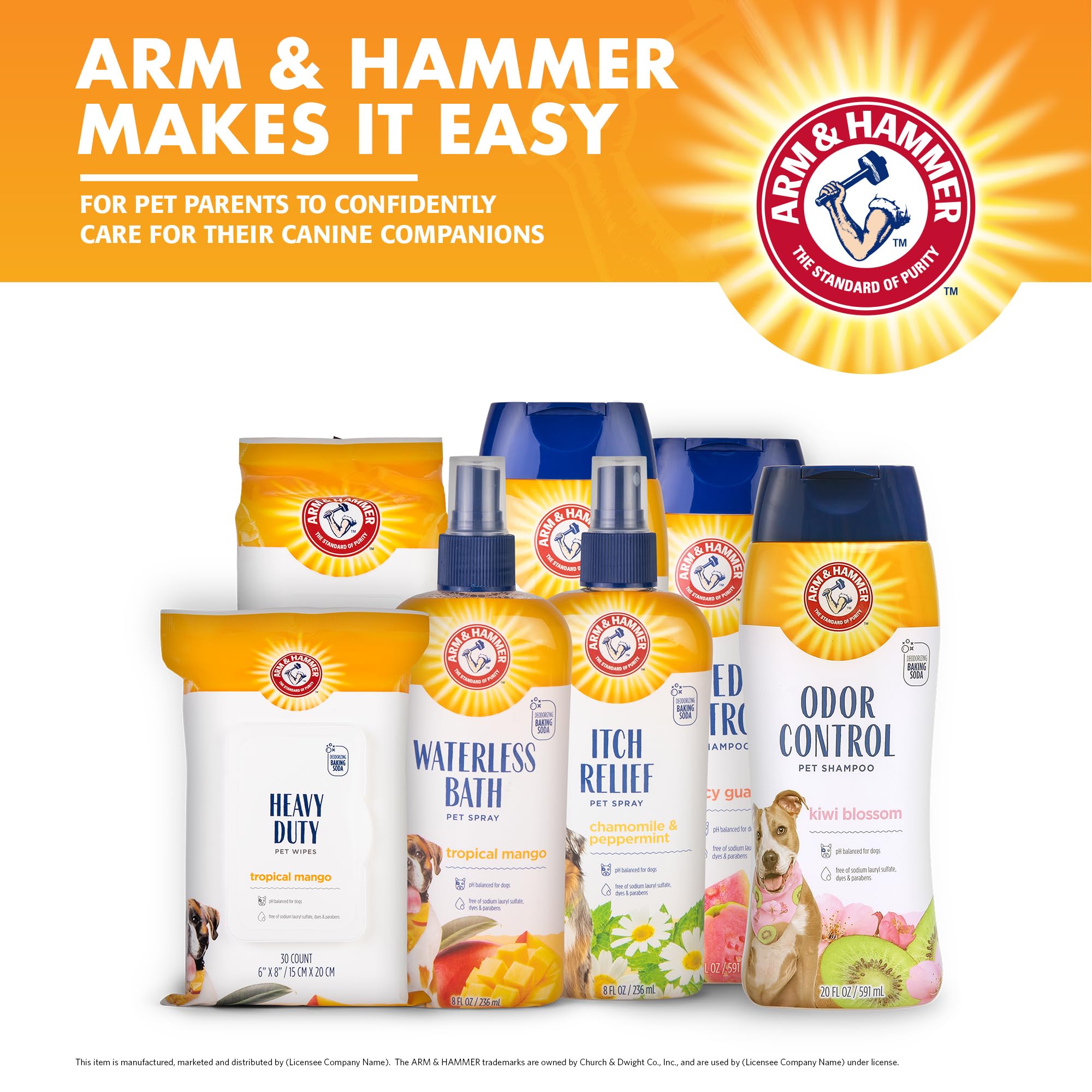 Arm & Hammer grooming routine scene featuring regular use of shampoo
