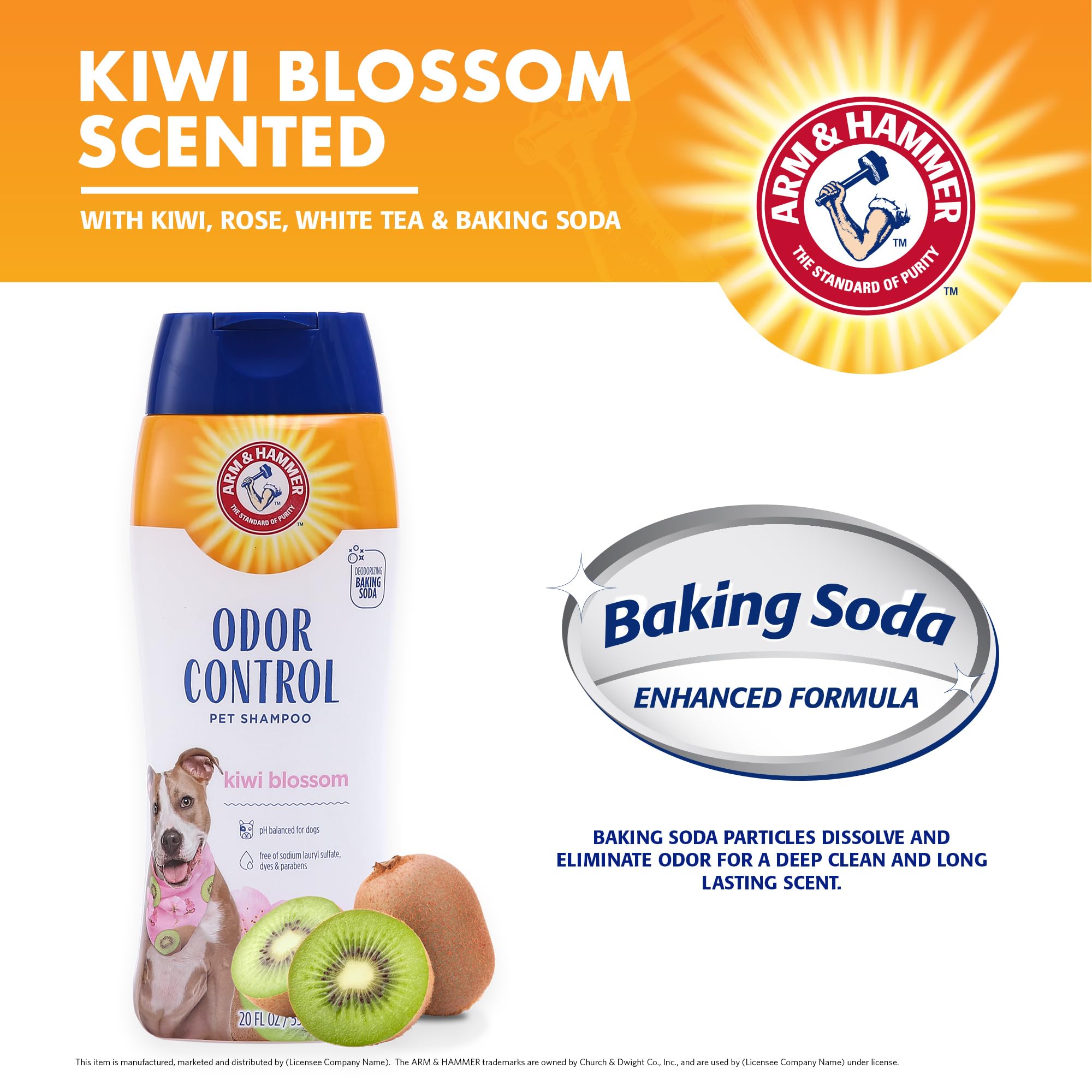 Arm & Hammer tearless dog shampoo bottle detail for sensitive skin use