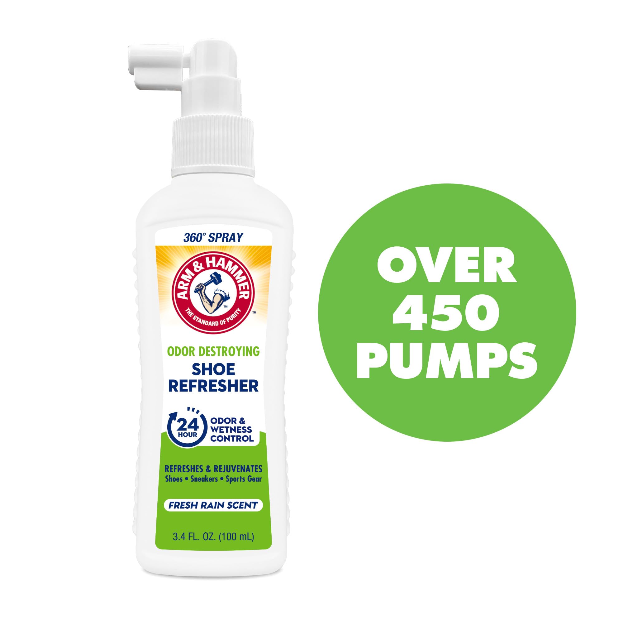 Arm & Hammer 360-degree spray reaches inside football cleats for full freshness.