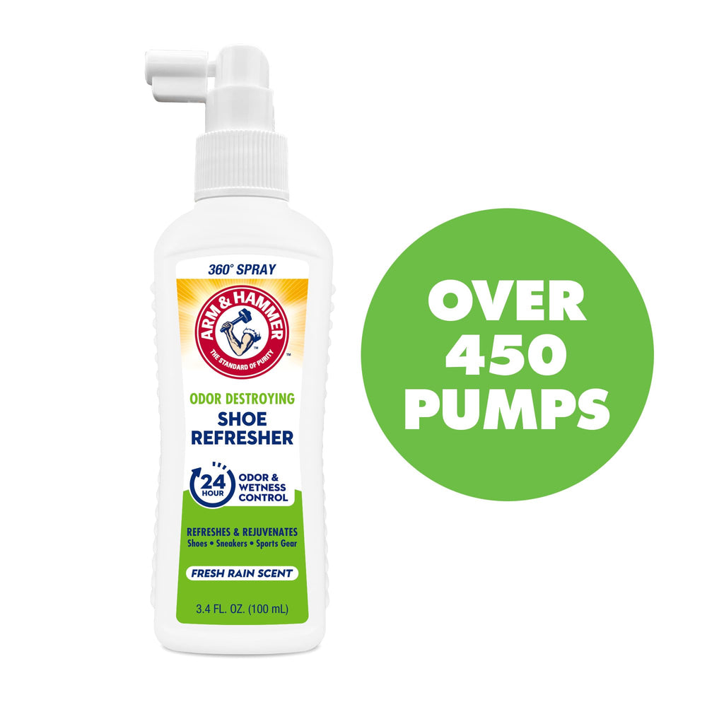 Arm & Hammer 360-degree spray reaches inside football cleats for full freshness.