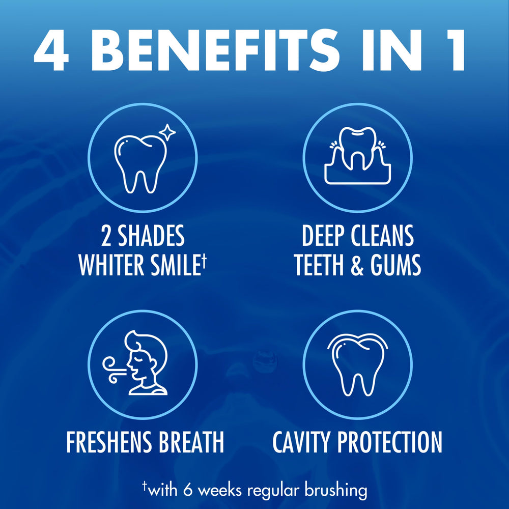 Arm & Hammer Advance White baking soda power visual for whitening support.