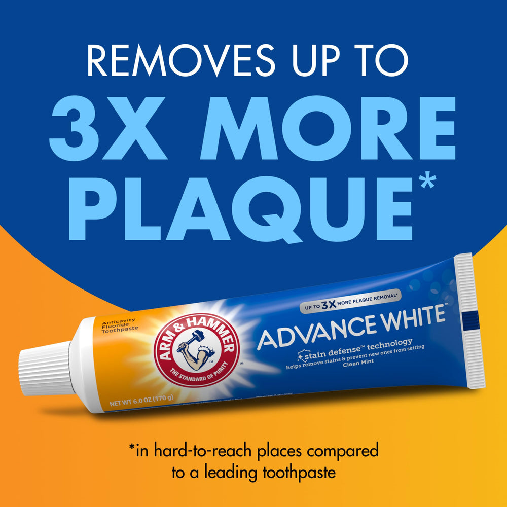 Arm & Hammer Advance White cavity protection claim highlighted on packaging.
