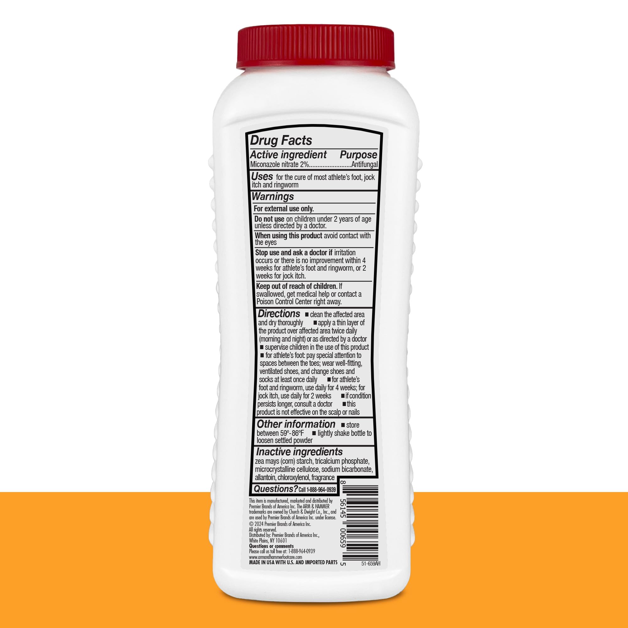 Arm and Hammer Athletes Foot Powder being dispensed for quick odor absorption.