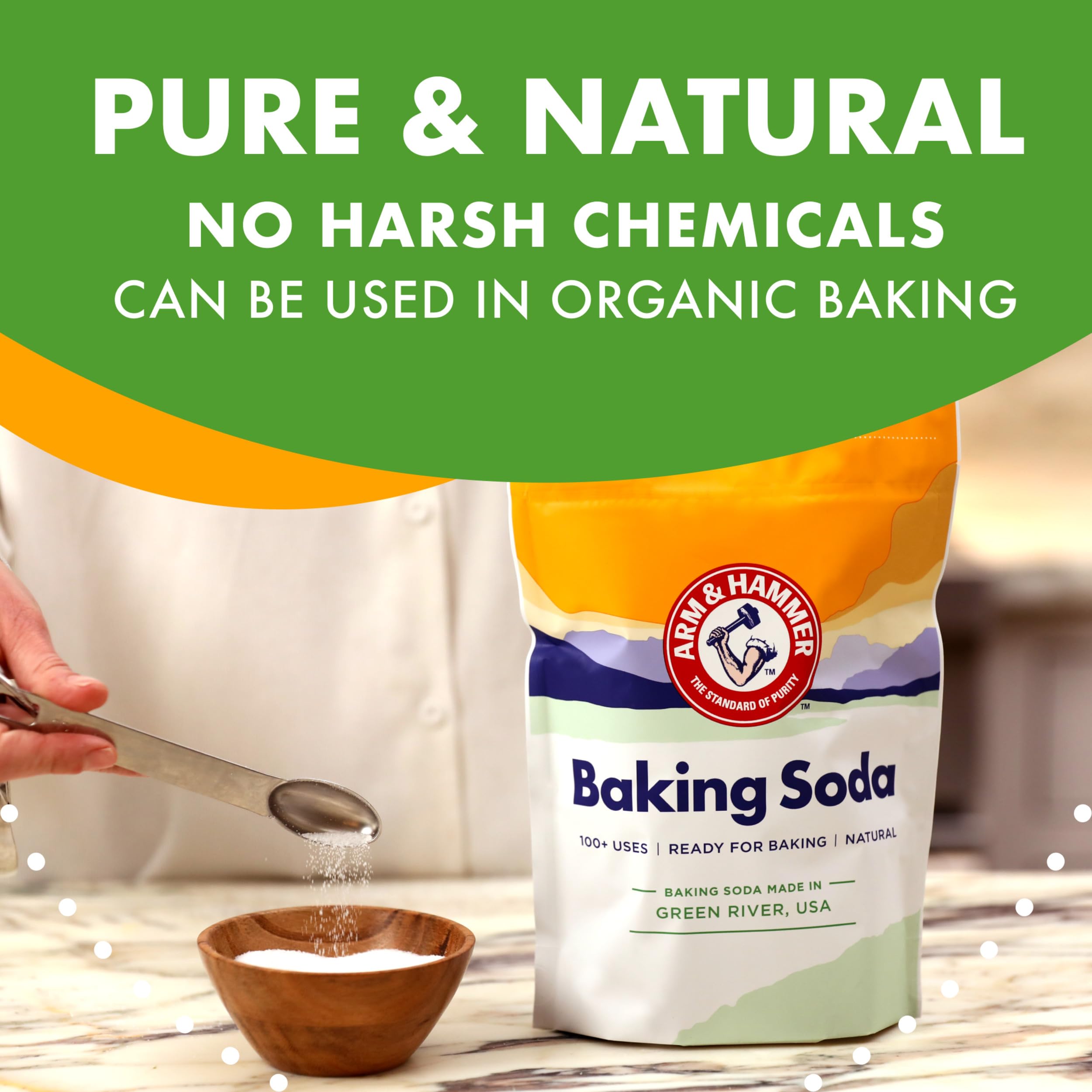 Arm & Hammer Baking Soda for cleaning and deodorizing around home.