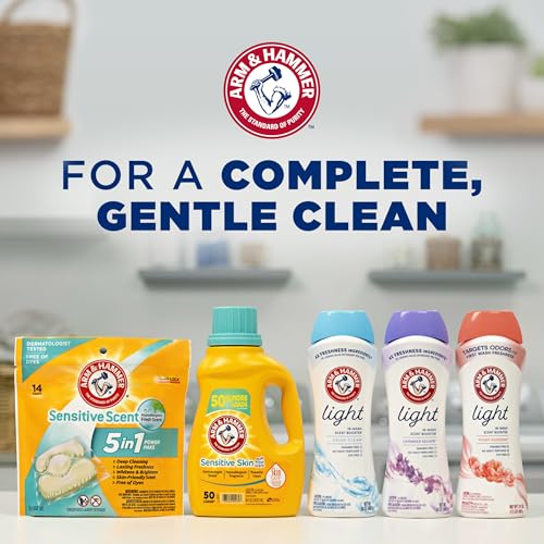 Capful usage with Arm & Hammer beads in the washer drum.
