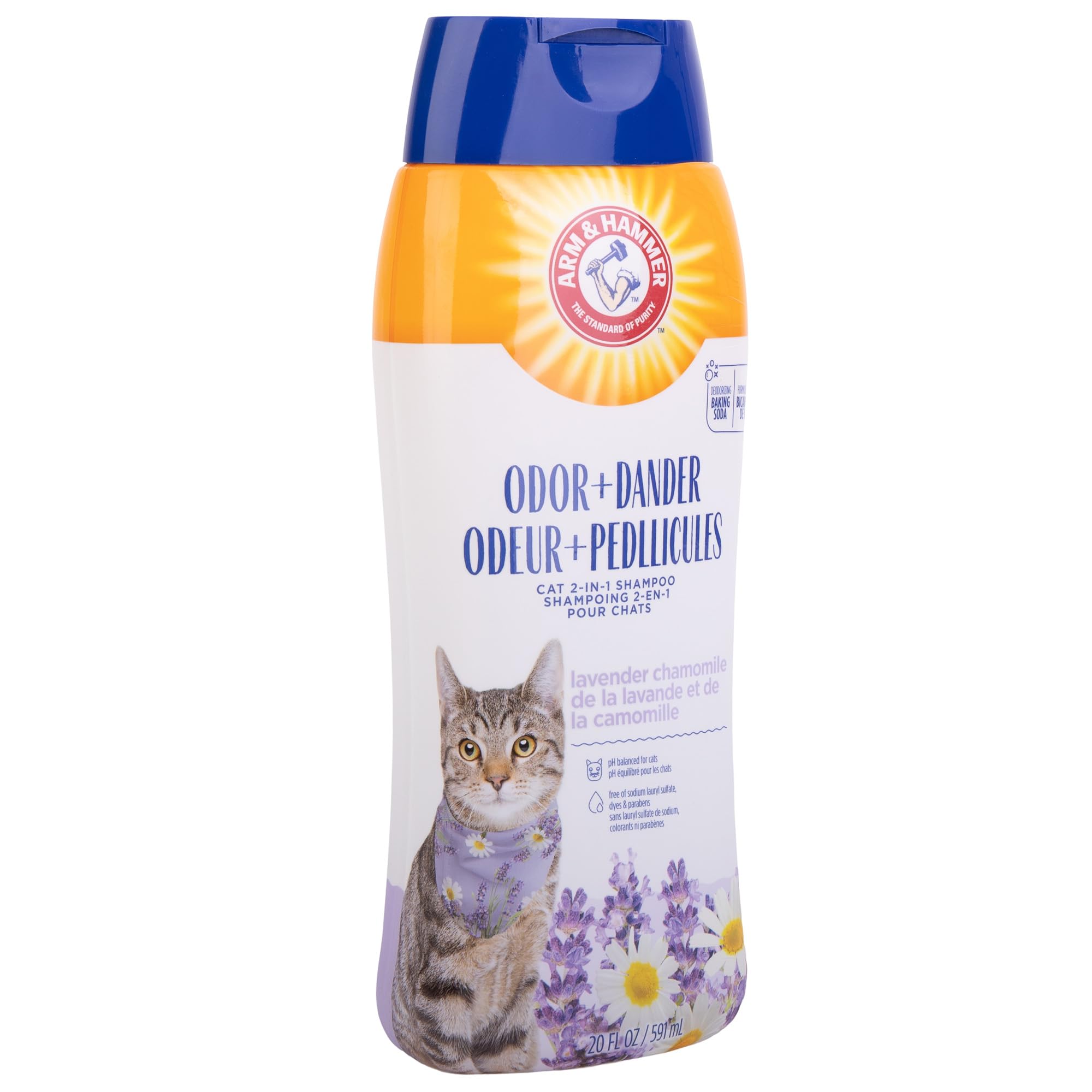 Close-up of Arm and Hammer lavender chamomile scent and calming ingredients