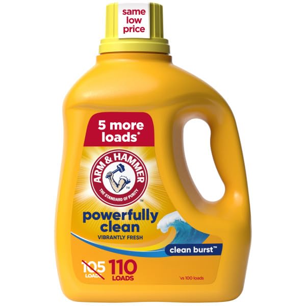 Arm & Hammer Clean Burst front label highlights stain-fighting power and scent.