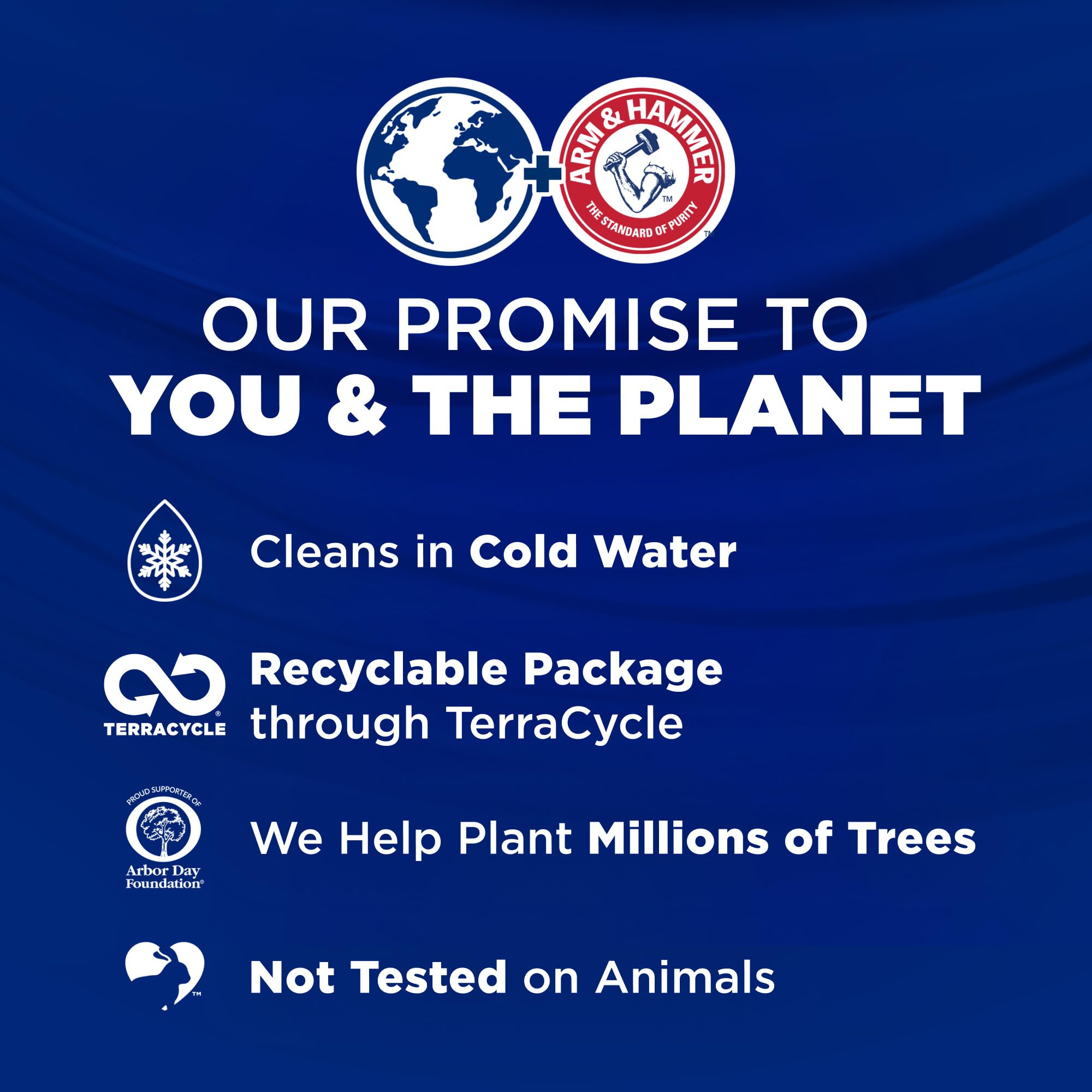 Arm & Hammer Clean Burst odor control action shown.