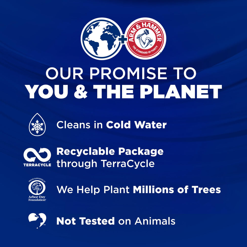 Arm & Hammer Clean Burst odor control action shown.