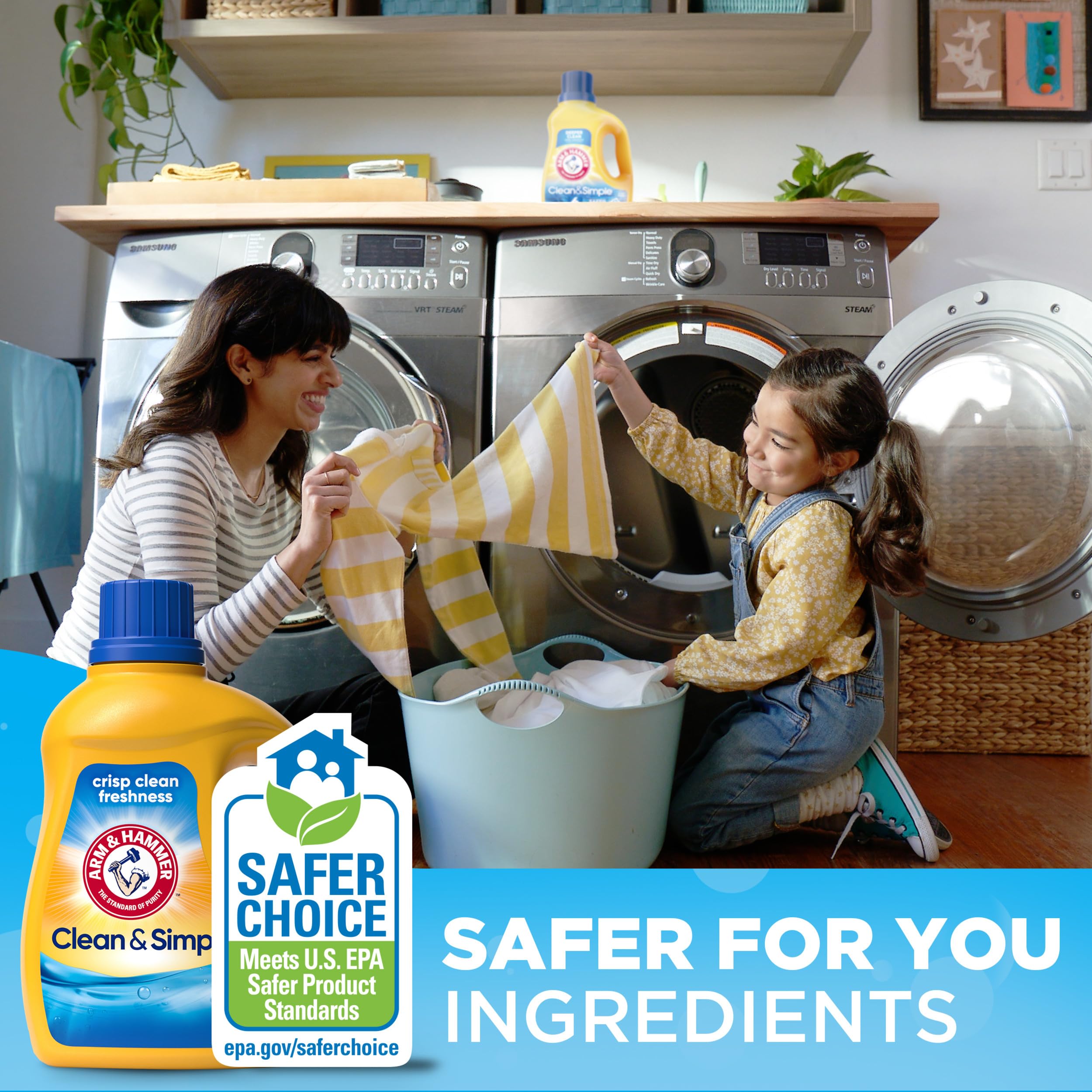 ARM & HAMMER Clean & Simple bottle in washing machine for everyday use.