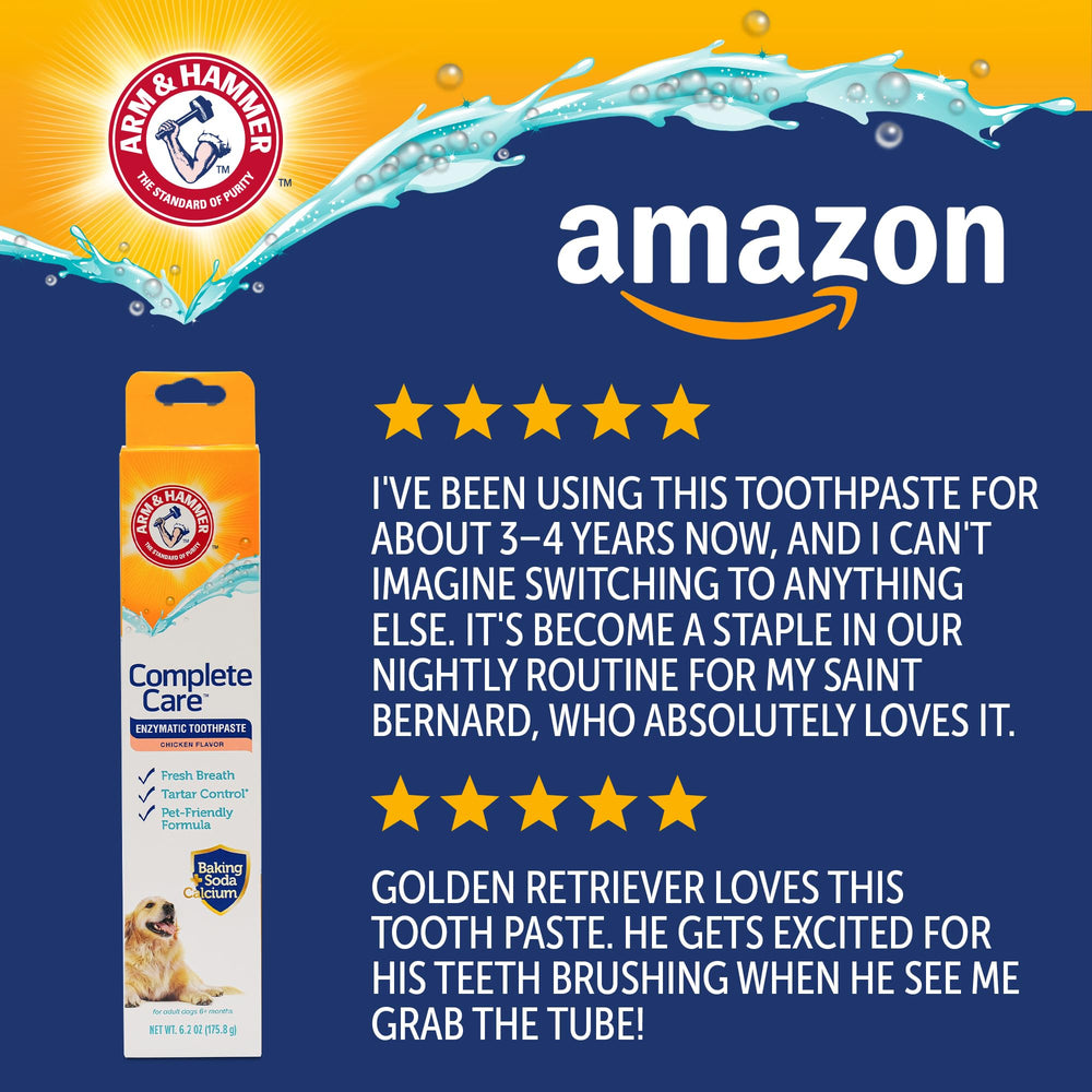 Arm & Hammer enzymatic toothpaste with chicken flavor calming brushing sessions