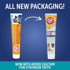 Arm & Hammer enzymatic dog toothpaste tube back shows ingredients and usage