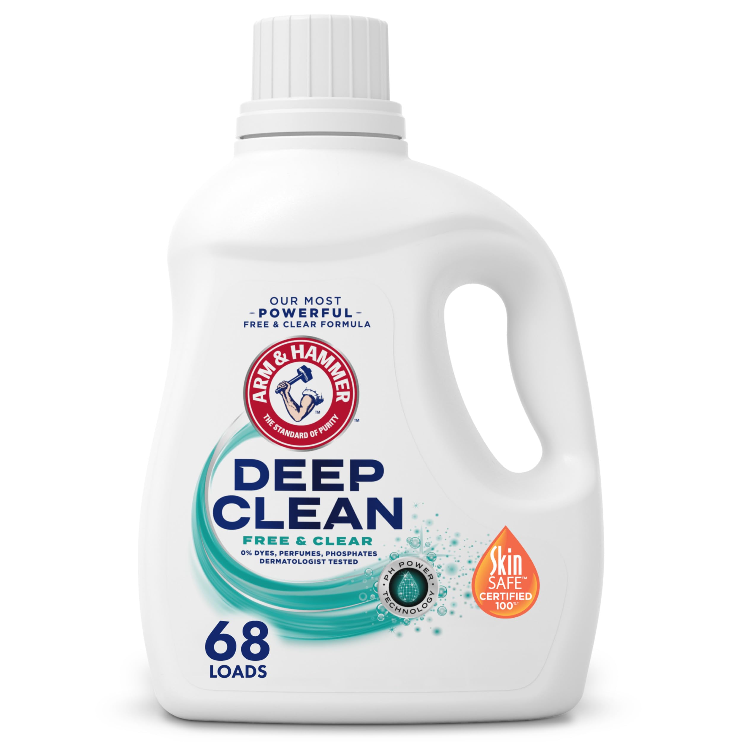 Arm & Hammer Deep Clean Free & Clear bottle front highlights fragrance-free formula for sensitive skin.