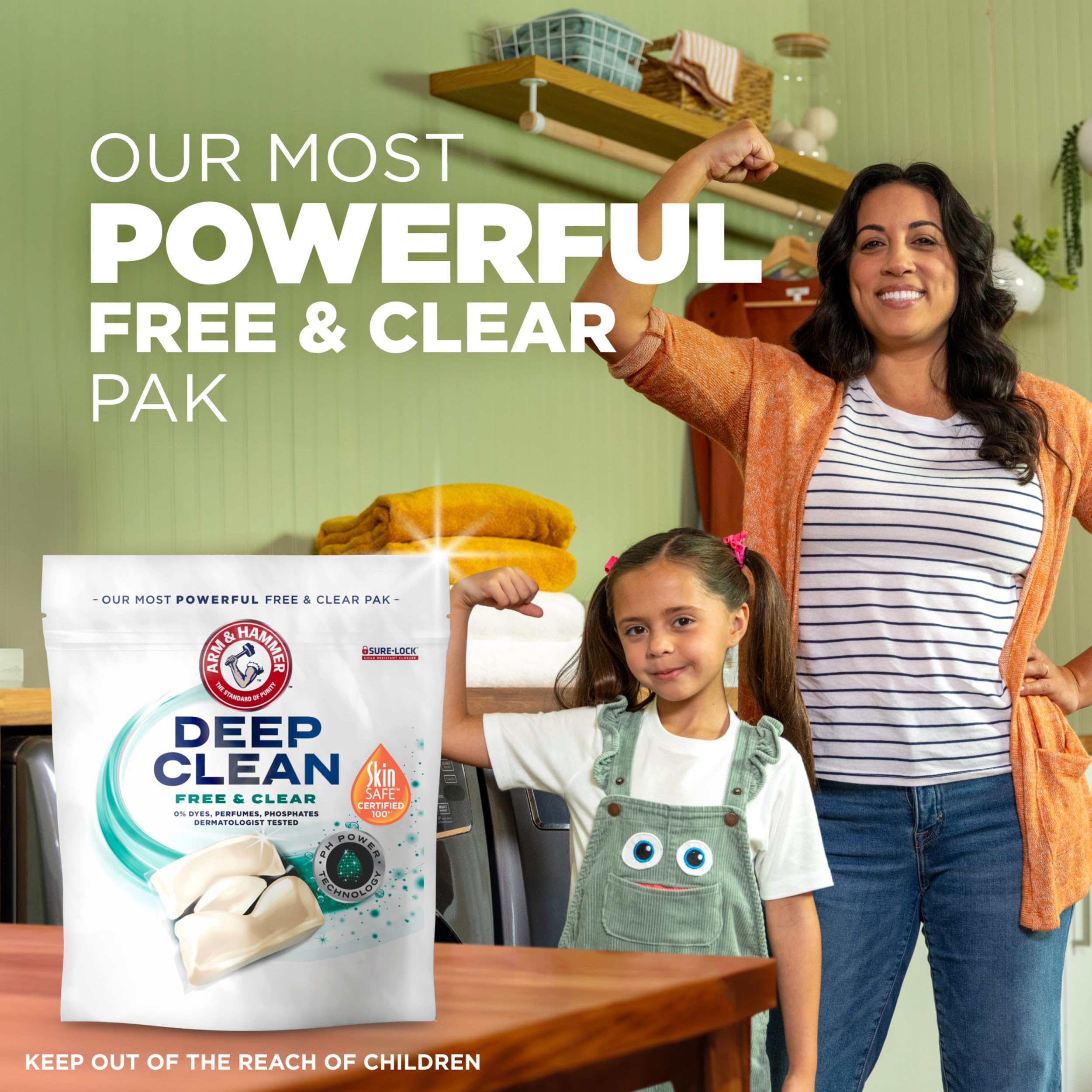 Arm & Hammer Deep Clean Free & Clear Power Paks tackle stains in tough loads