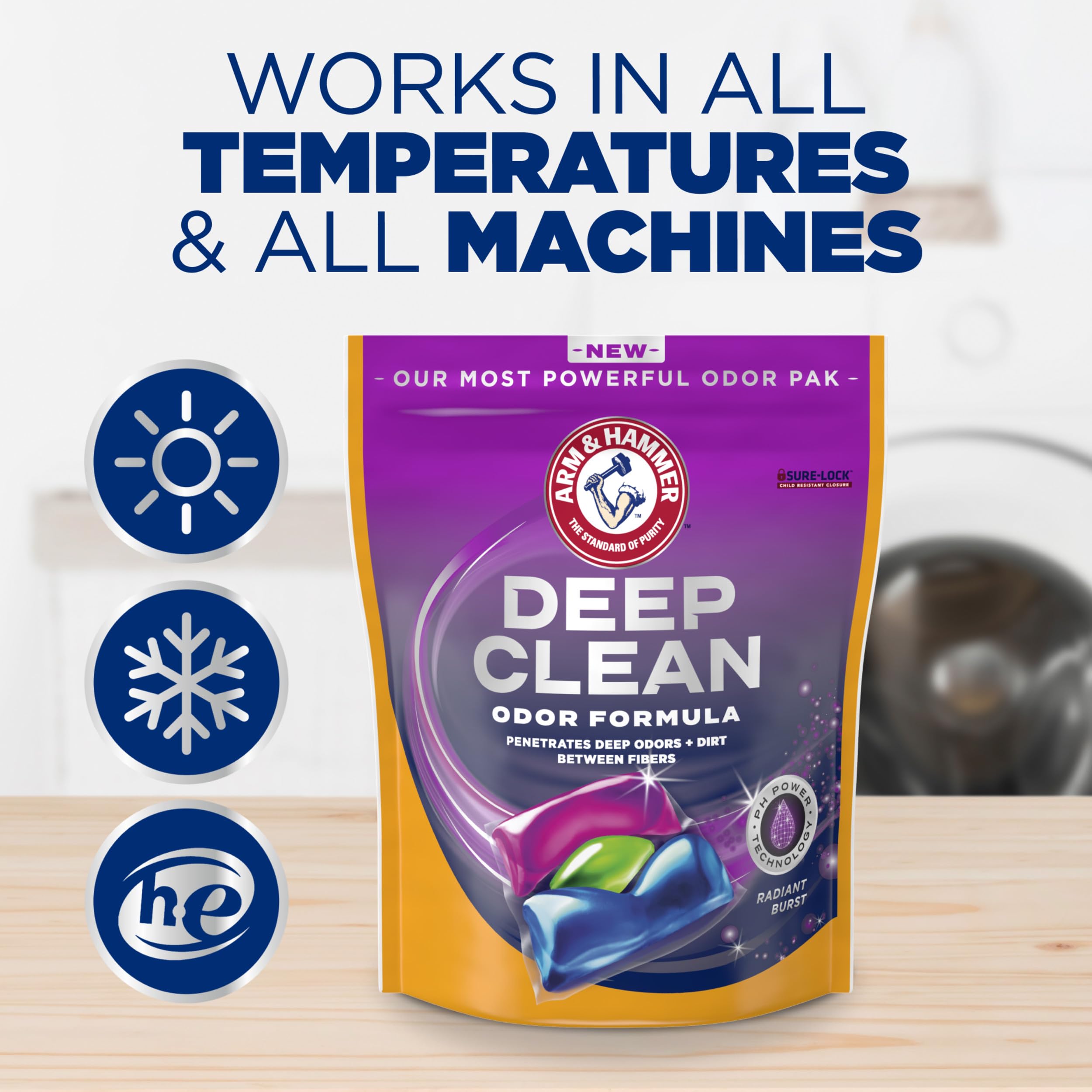 Arm & Hammer Deep Clean Odor Formula Power Pak 21ct bottle-ready presentation