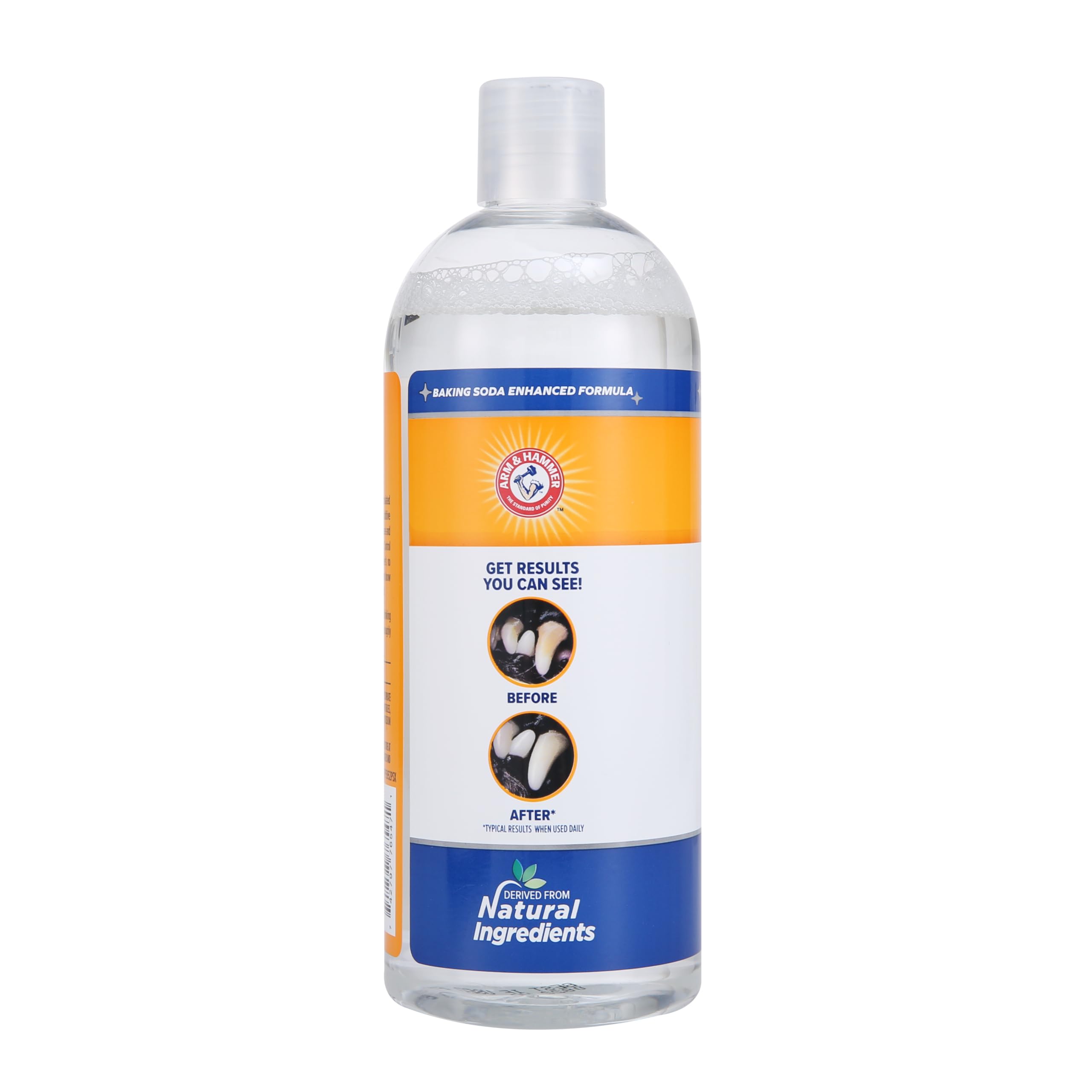 Arm & Hammer rinse shown as a breath-friendly water additive for dogs.