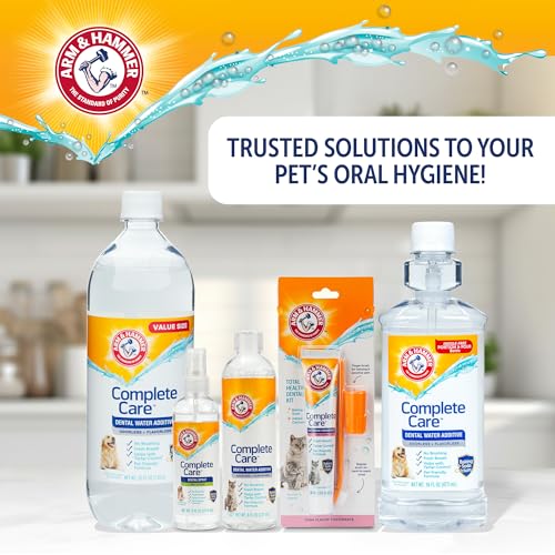 Arm & Hammer Dog Dental Water Additive supports ongoing maintenance between professional cleanings.