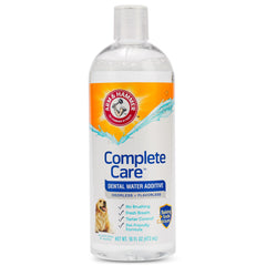 Arm & Hammer Dog Dental Water Additive breath-freshening in the daily water bowl.