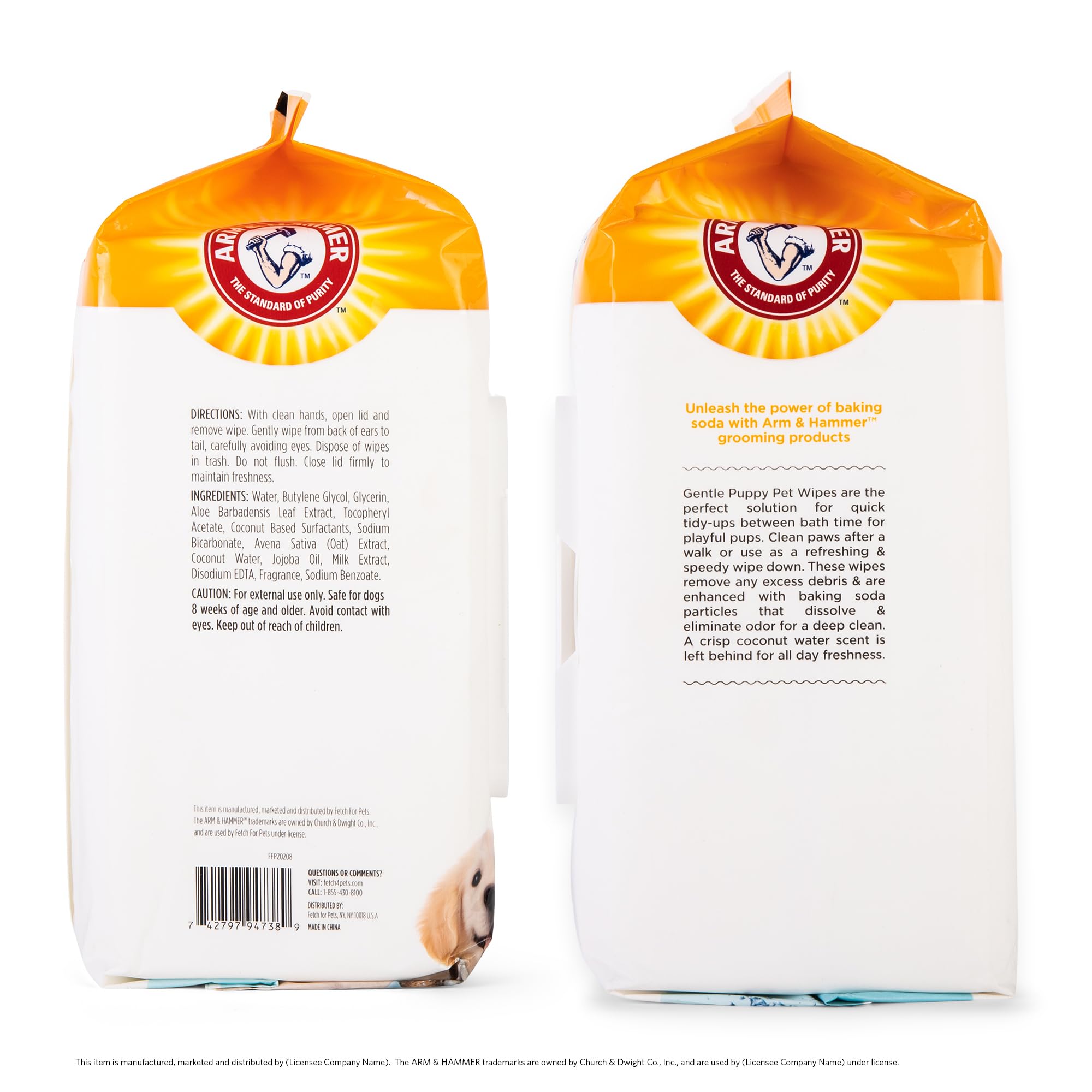 Arm & Hammer Dog Grooming Wipes coconut scent for light, refreshing odor control.