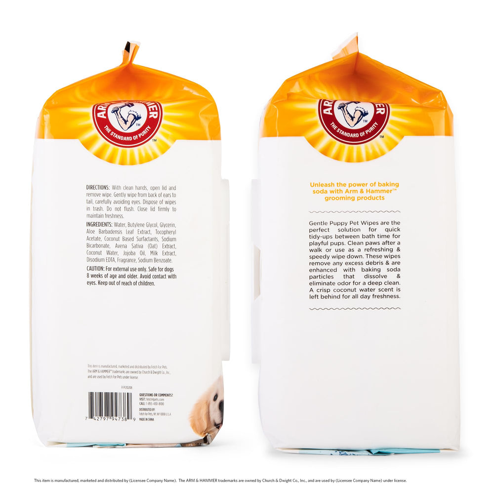 Arm & Hammer Dog Grooming Wipes coconut scent for light, refreshing odor control.