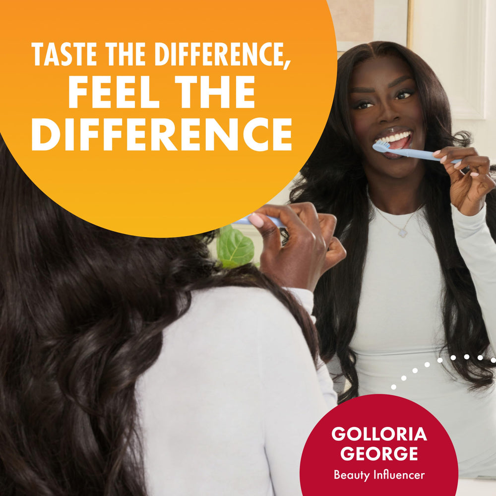 Arm & Hammer Essentials four-pack packaging highlights value and whitening benefits.